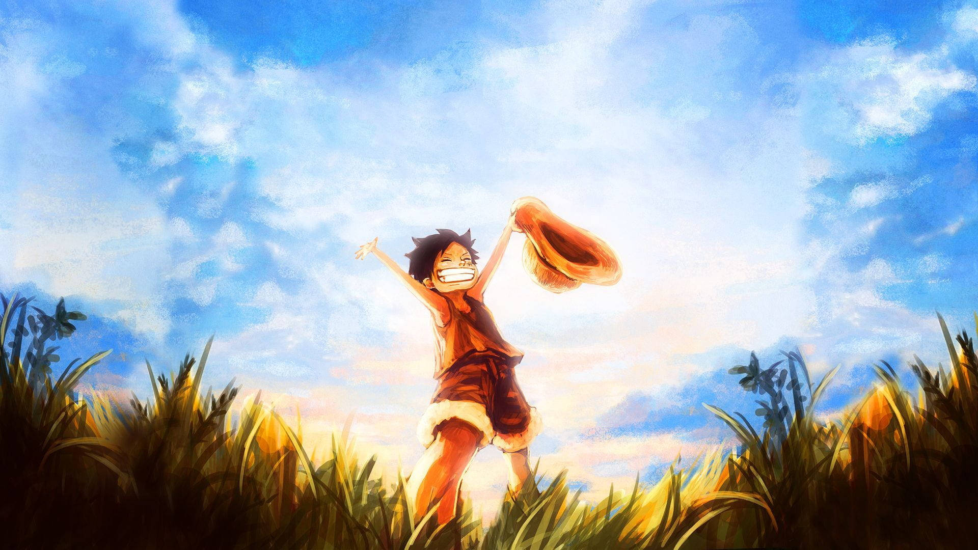 Ecstatic Young Luffy Aesthetic Background
