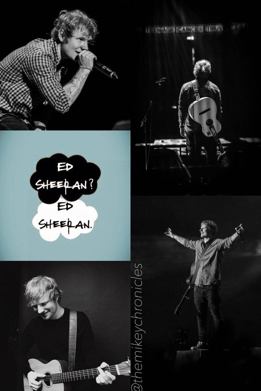 Ed Sheeran Black And White Collage Background