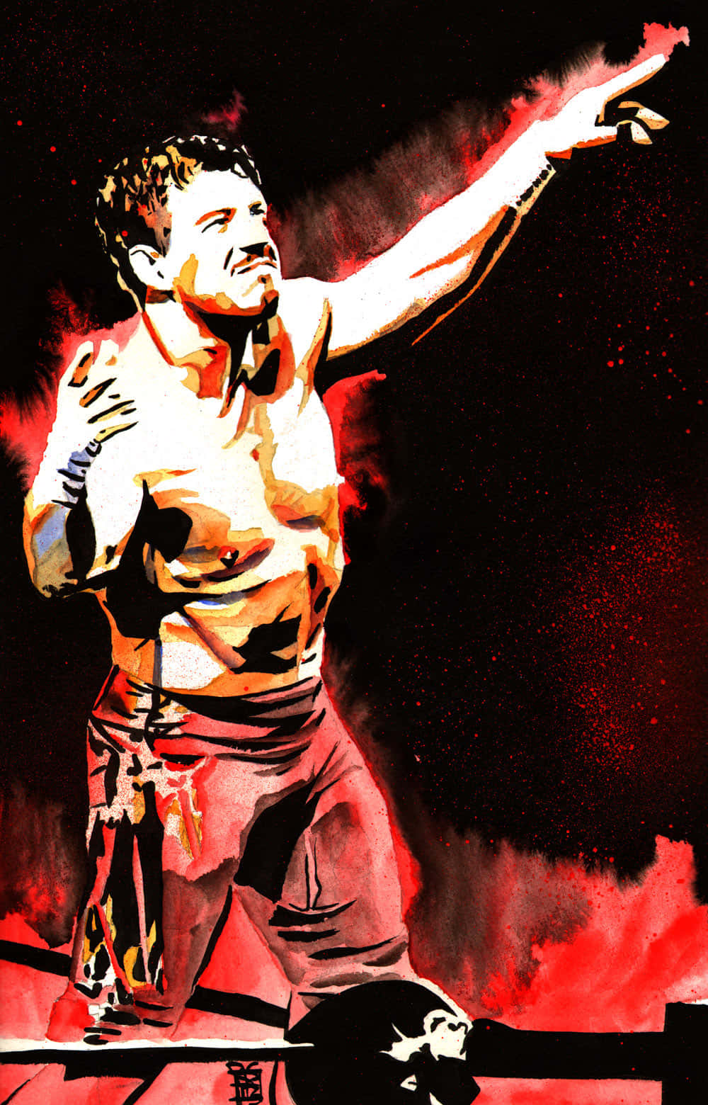 Pósterde Fanart De Eddie Guerrero Con Aura Roja. Fondo de pantalla