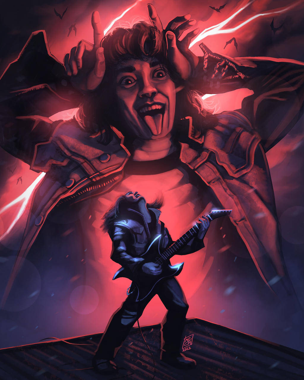Painted Eddie Munson the guitar hero This scene gave me so much chills  and feels  rStrangerThings