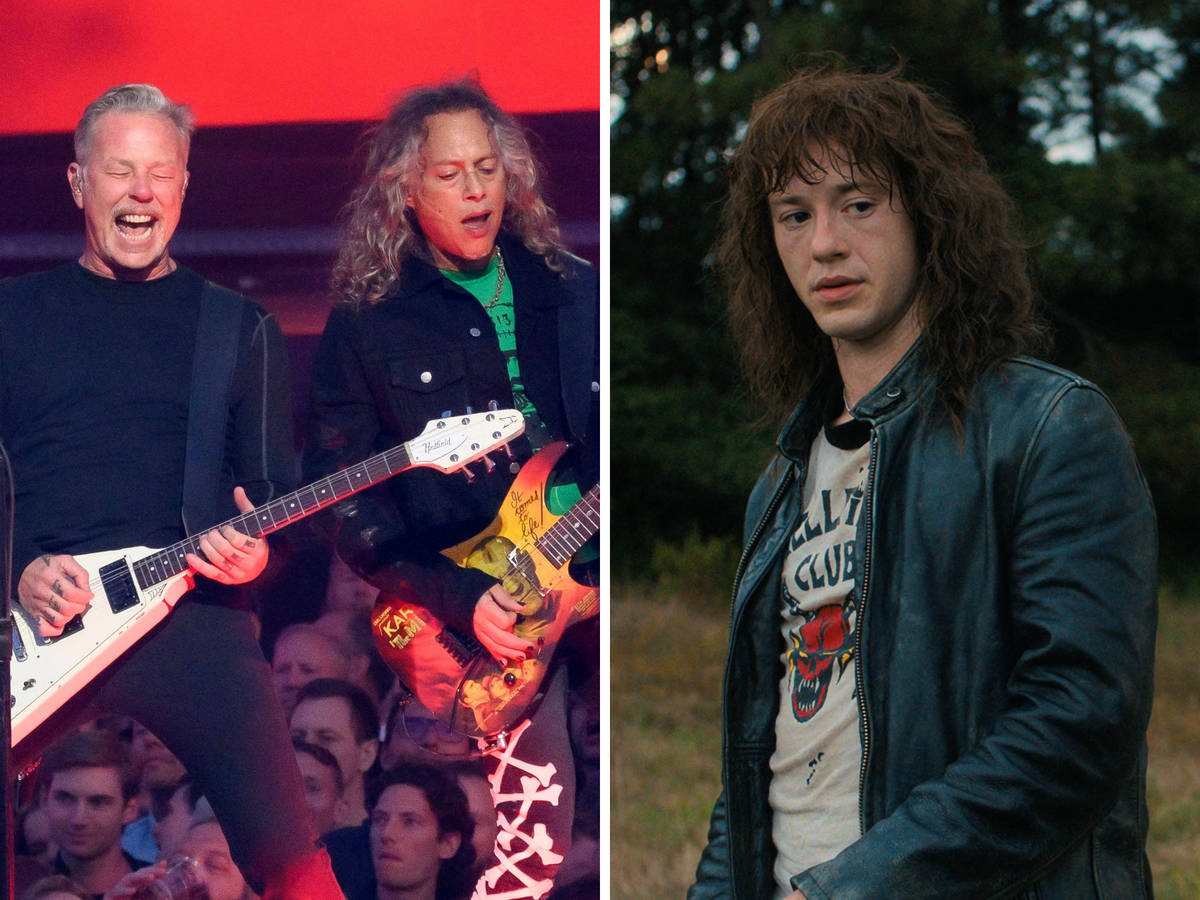 Eddiemunson Tillsammans Med Kirk Hammett Och James Hetfield. Wallpaper