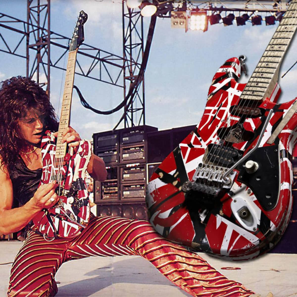 Eddie Van Halen Rock Star Frankenstrat Guitar Wallpaper