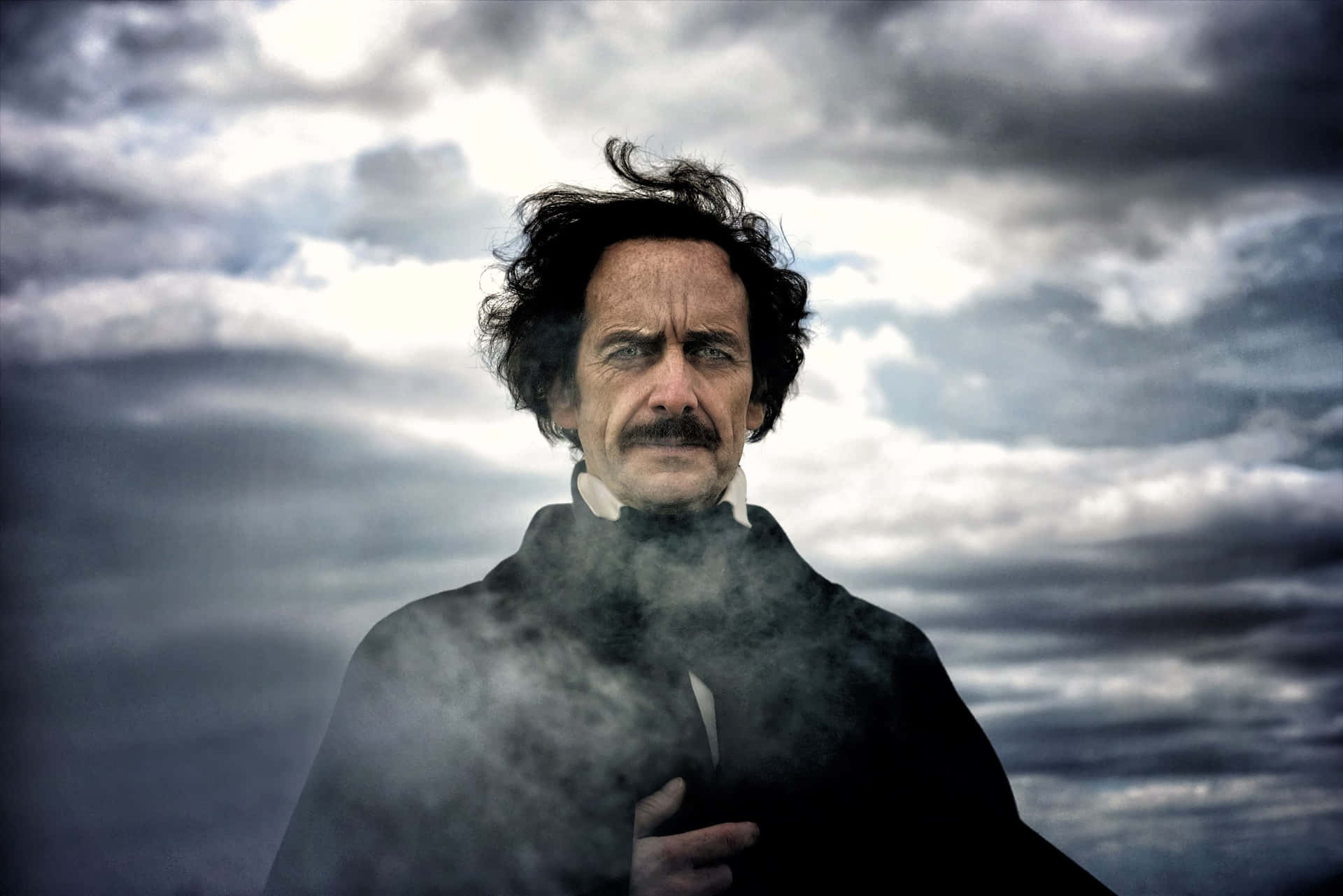 Edgar Allan Poe Impersonator Stormy Backdrop Wallpaper