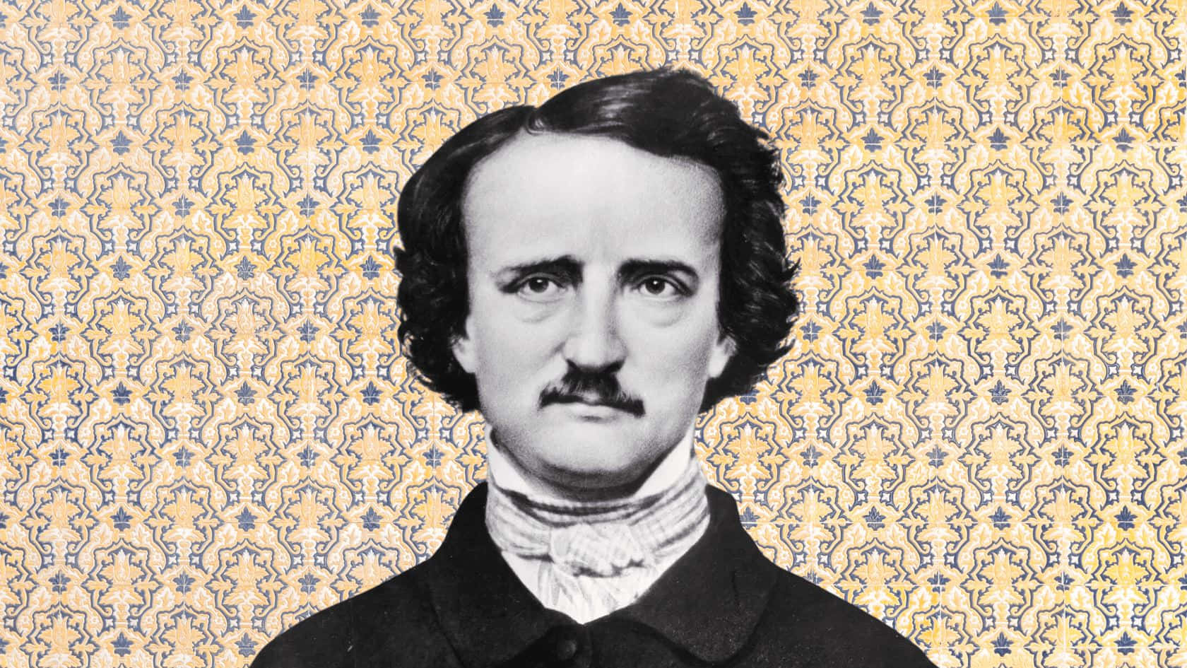 Edgar Allan Poe Portrait Vintage Pattern Background Wallpaper