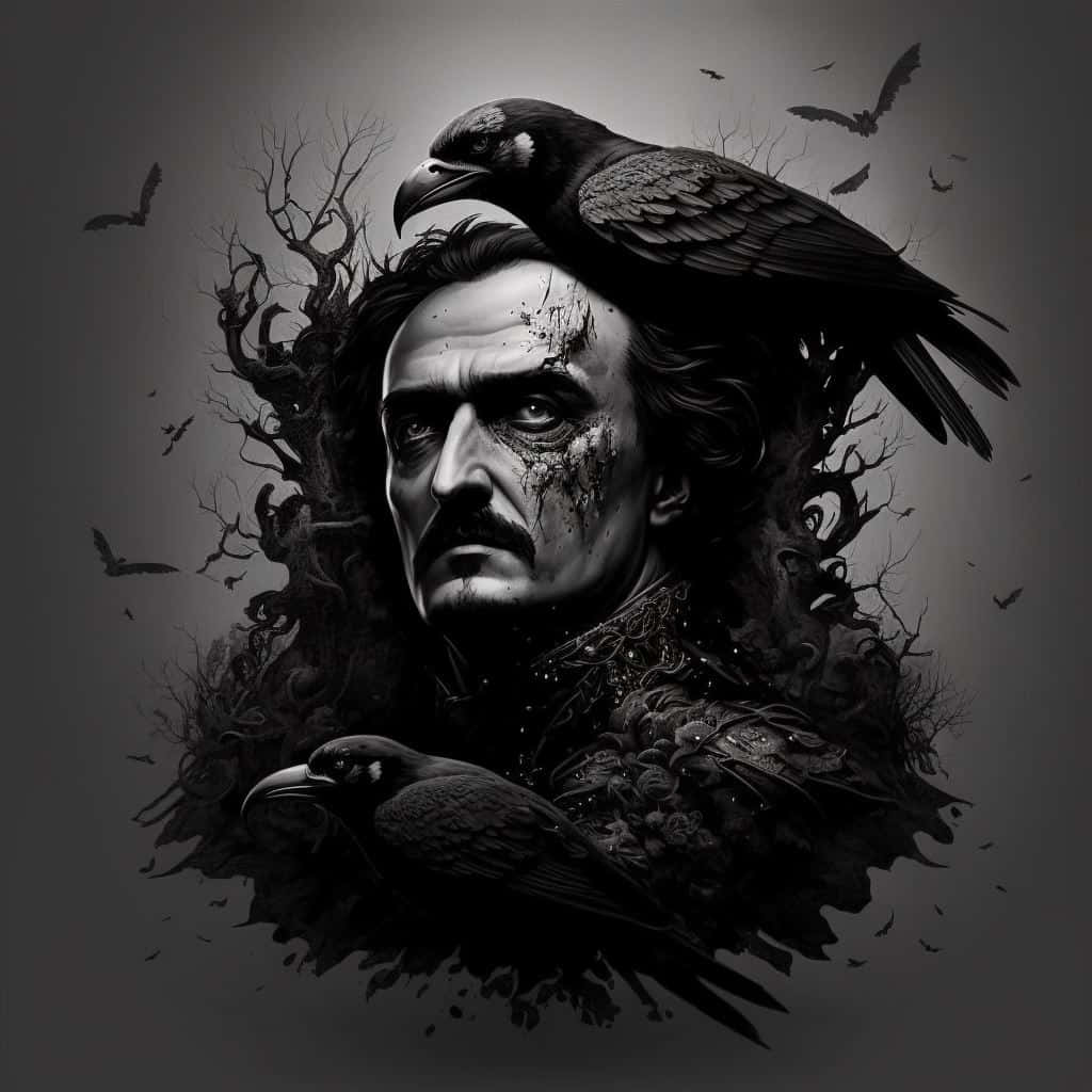 Edgar Allan Poe Ravens Gothic Artwork Wallpaper