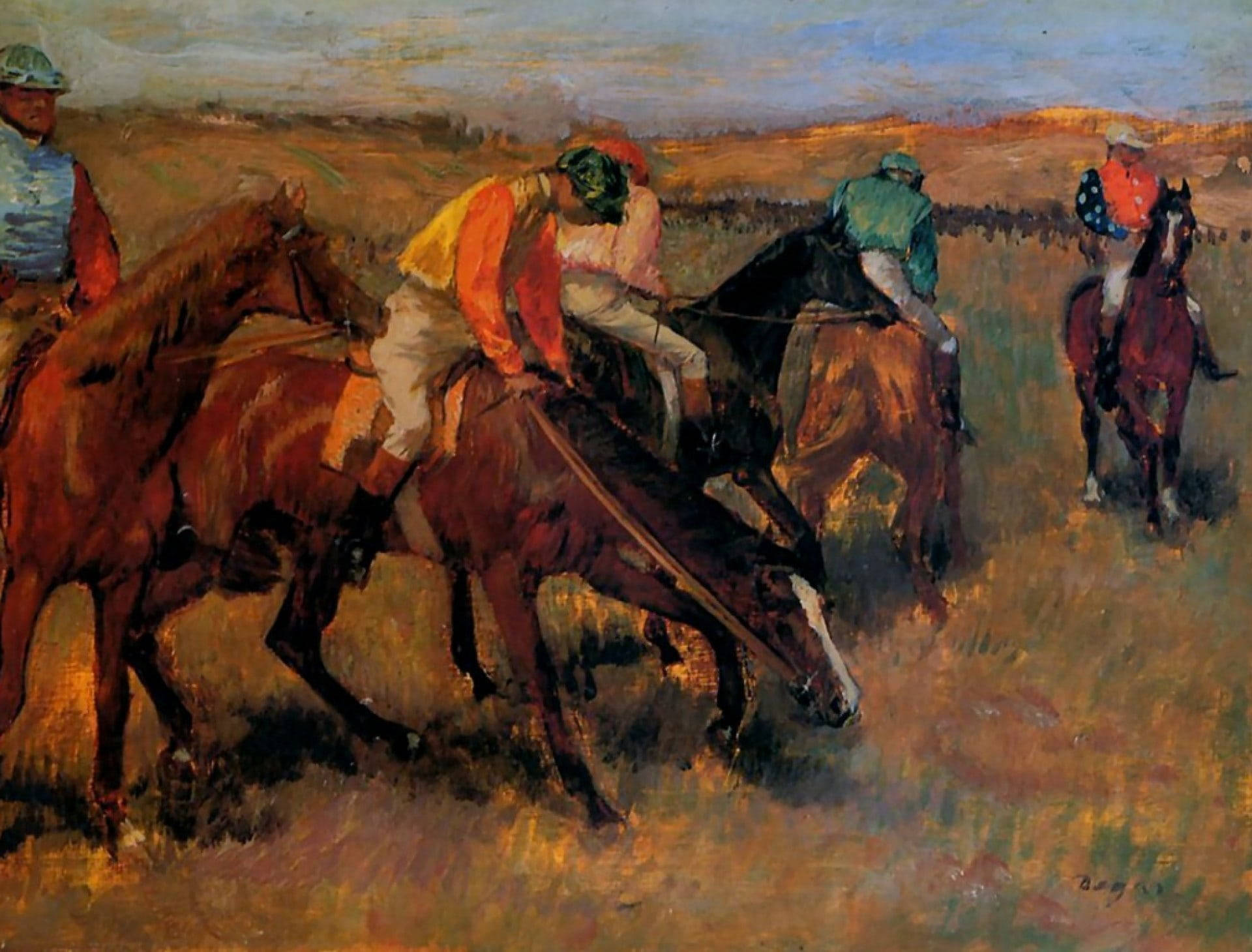 Edgar Degas Before The Race Painting Wallpaper