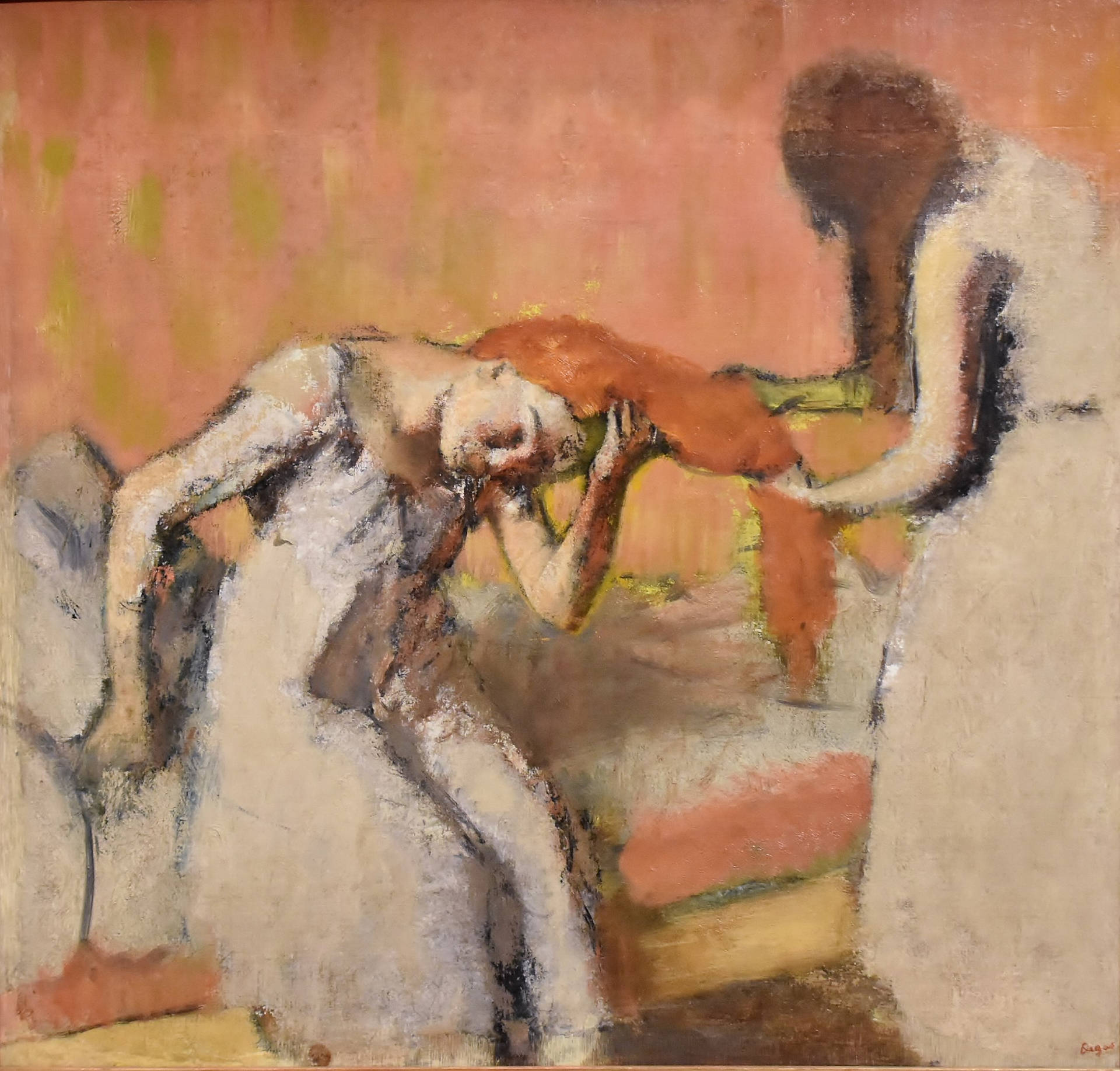 Edgar Degas Kæmme Håret Kunst Tapet Wallpaper
