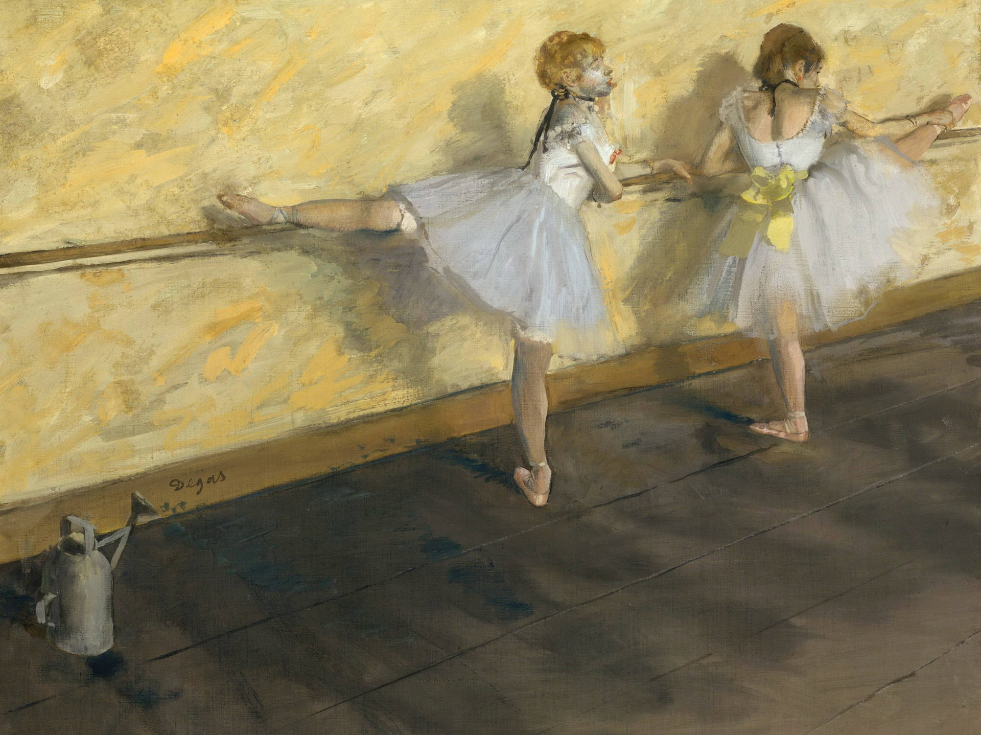 Edgar Degas-dansere, Der Praktiserer På Barre Wallpaper