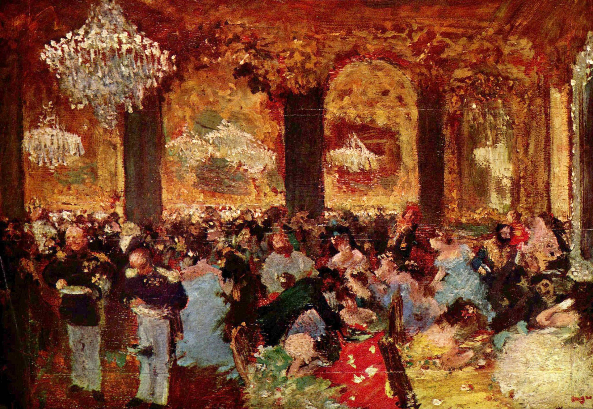 Edgar Degas Dinner At The Ball Wallpaper
