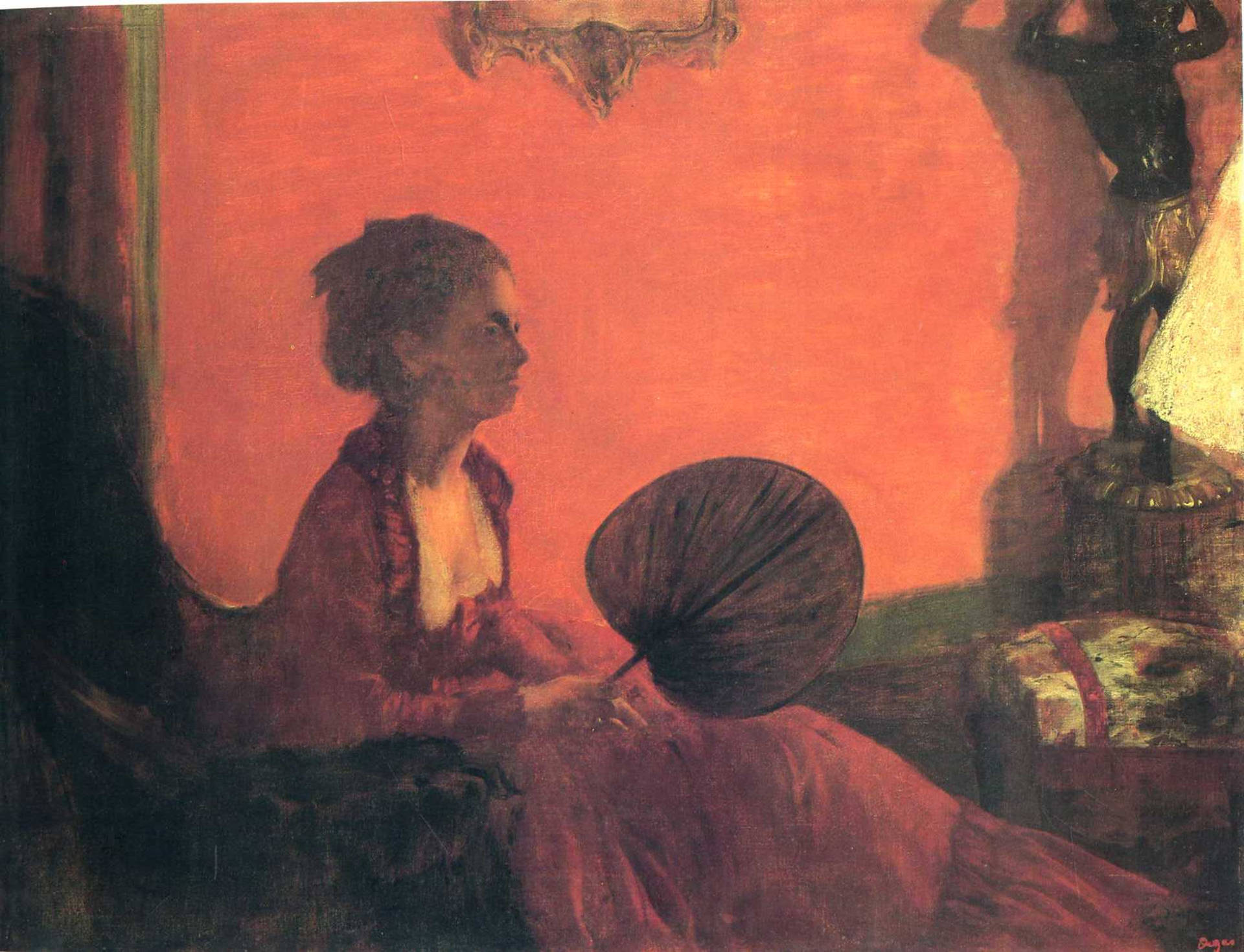 Edgar Degas Lady In Red Dress Wallpaper