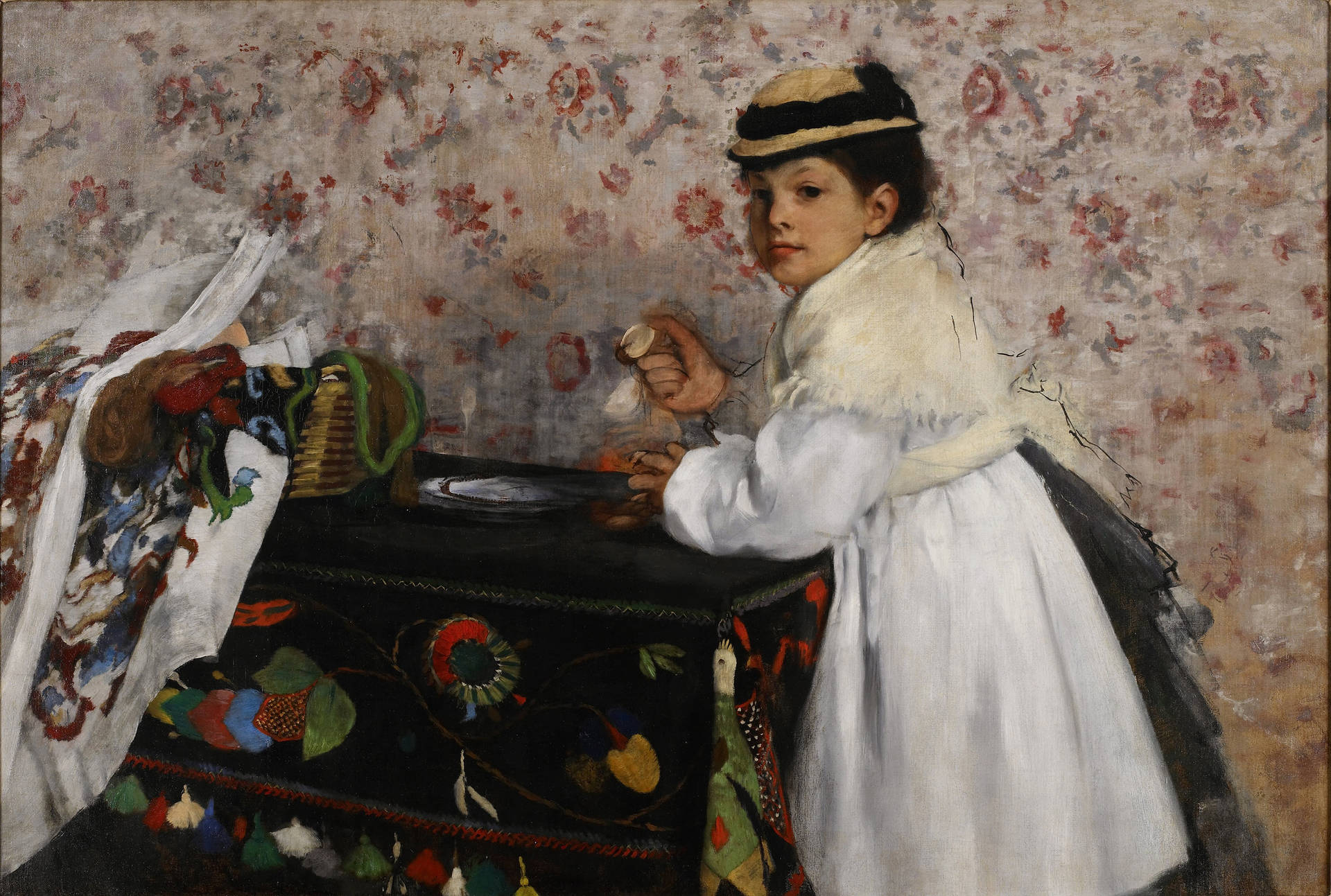 Edgar Degas Little Girl Oil Painting Wallpaper