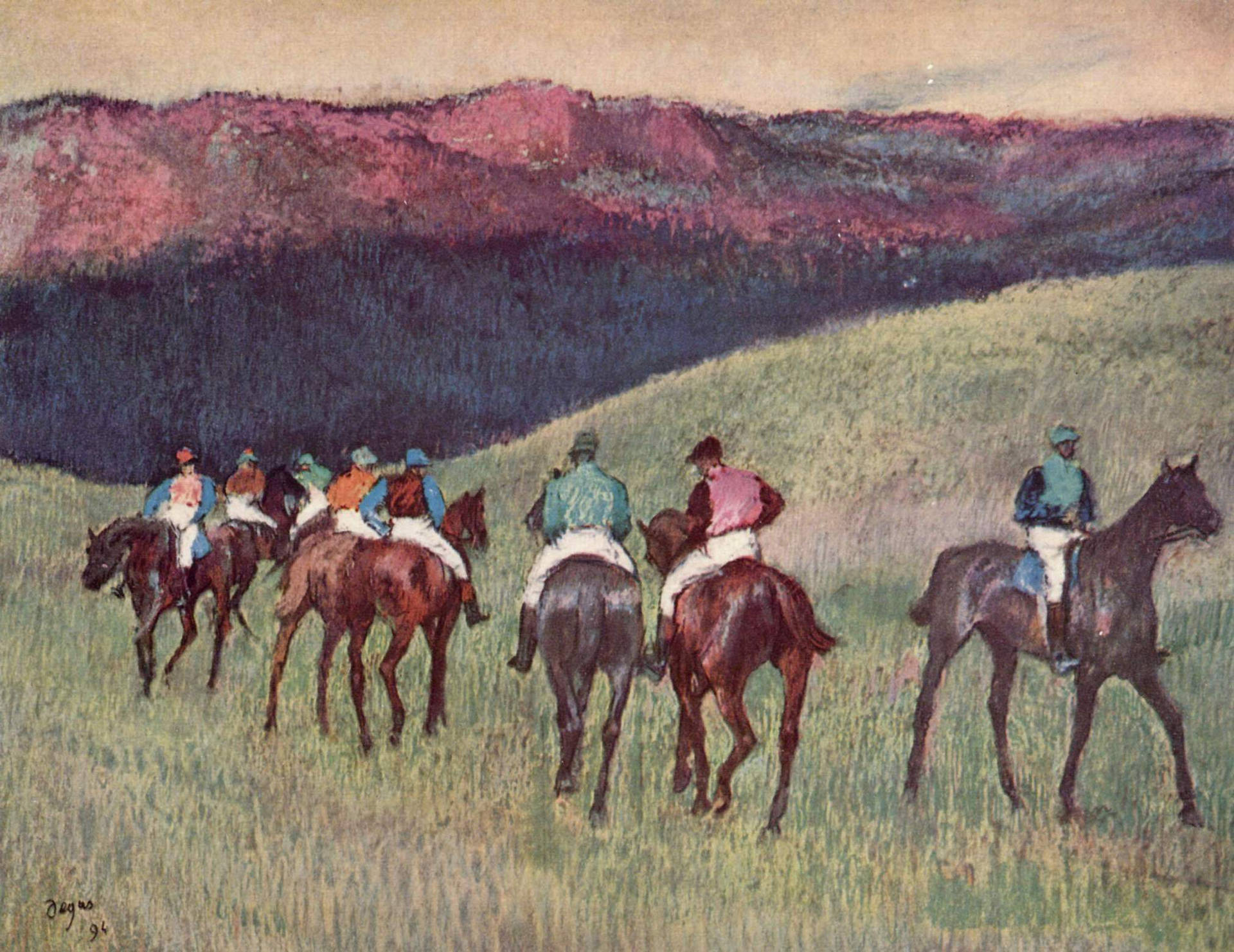 Edgar Degas Race Horse In Landscape Wallpaper