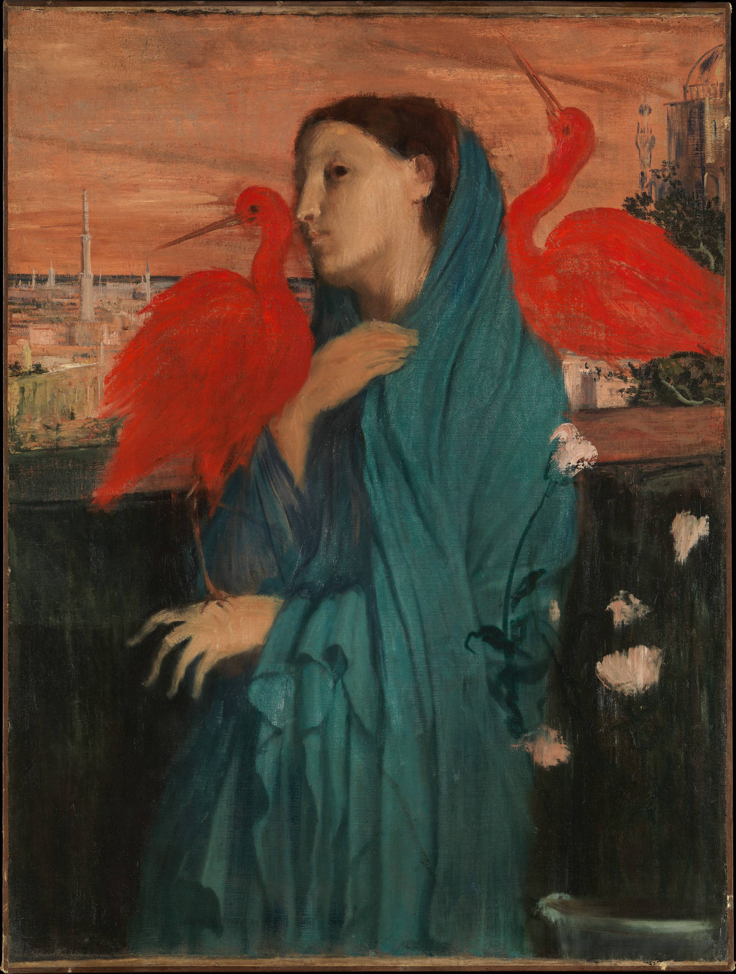 Edgar Degas Giovane Donna Con Ibis Sfondo
