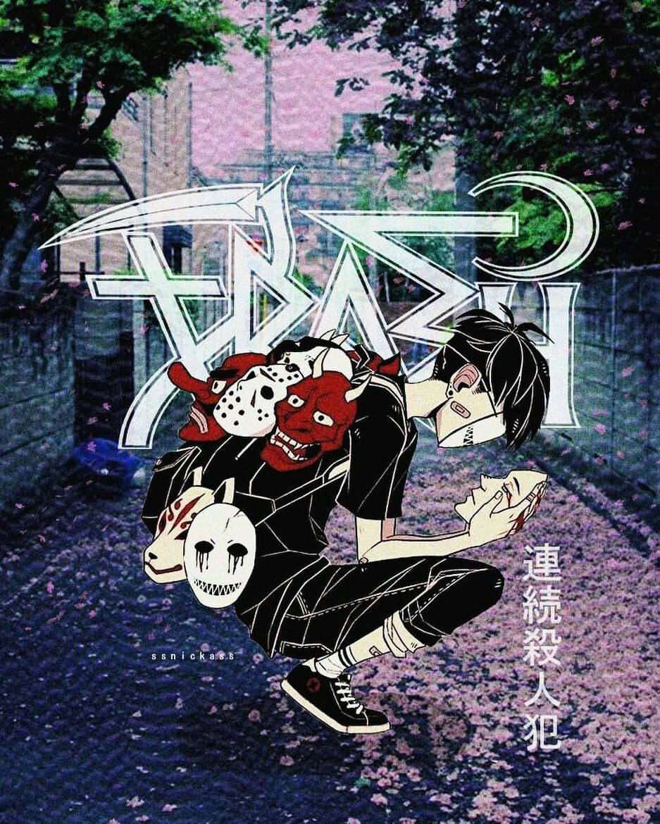 Edgy Anime Dreng Med Masker Wallpaper