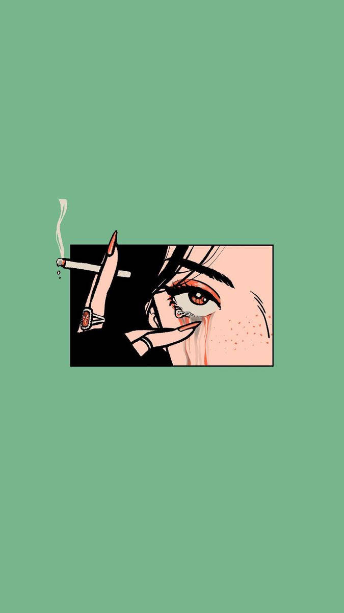 Edgyanime-girl Mit Zigarette Wallpaper