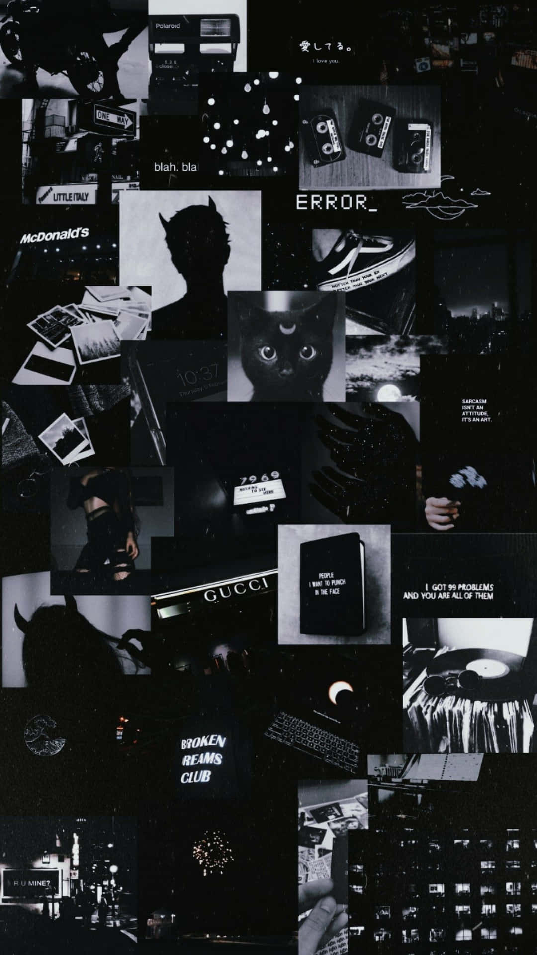 Collageestético En Negro, De Estilo Alternativo Y Grunge. Fondo de pantalla