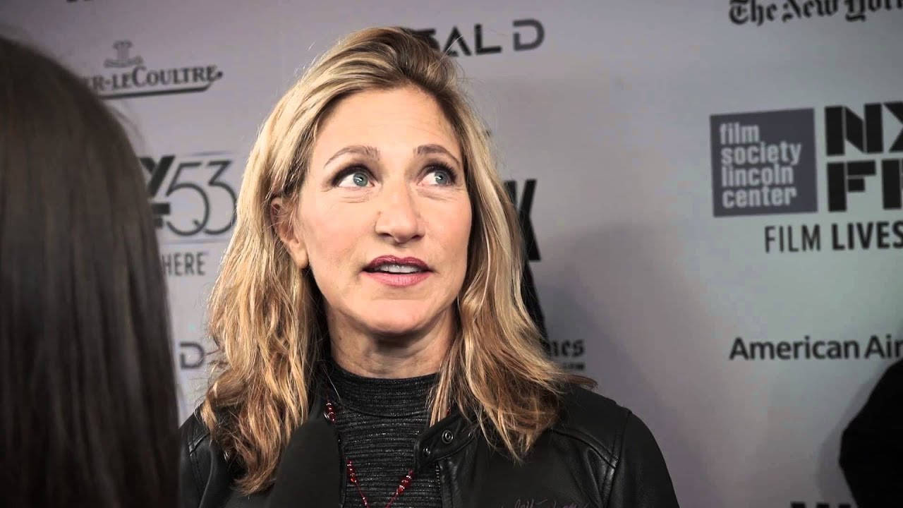 "edie Falco With An Intense Look In A Black Outfit" Wallpaper