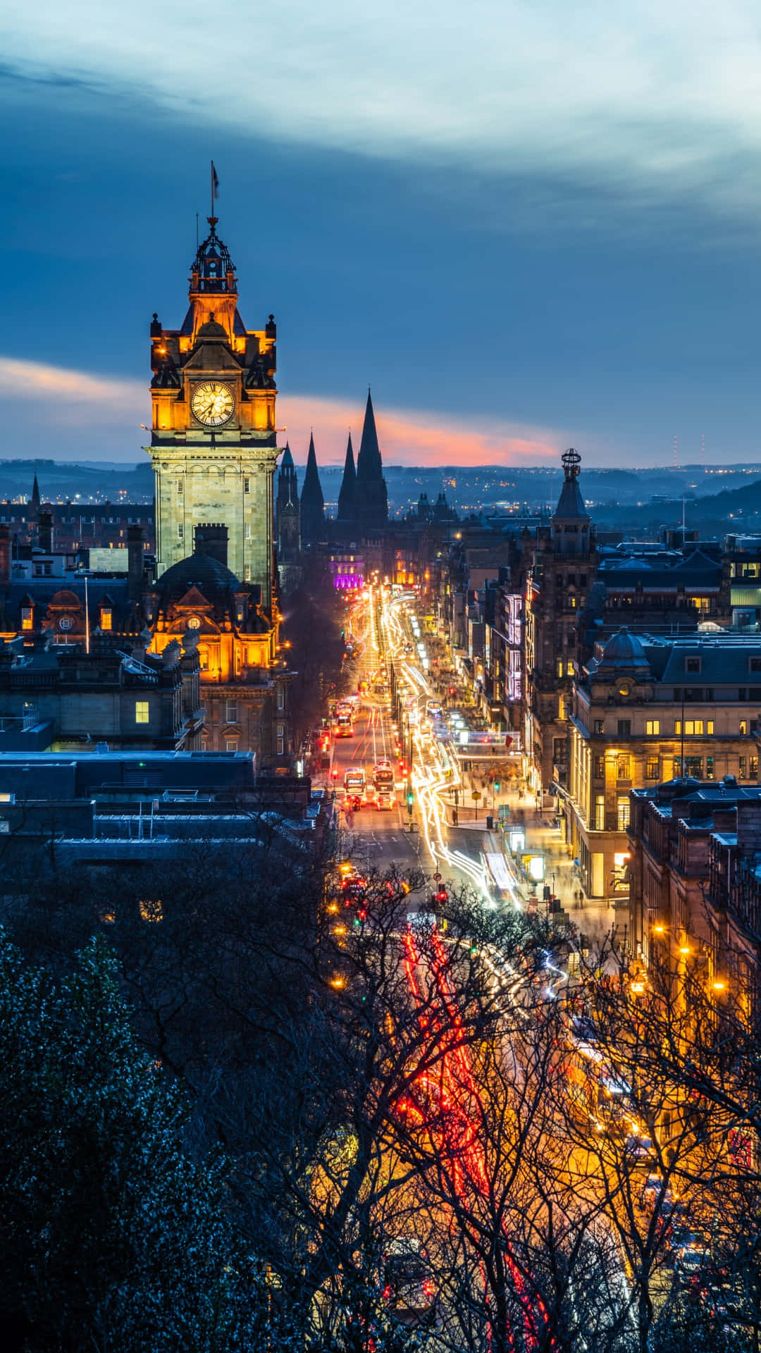 Edinburgh Princes Street Dusk View Wallpaper