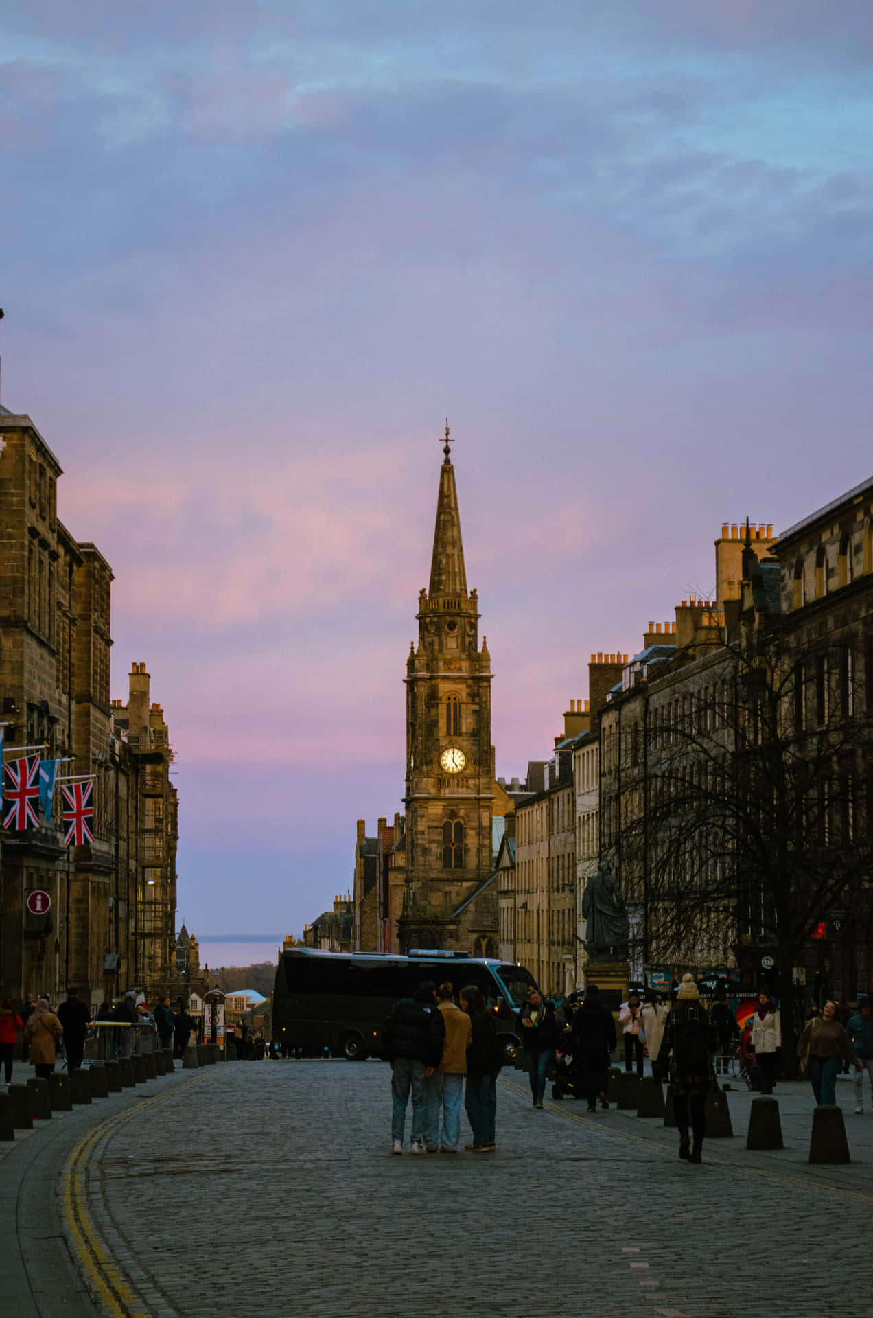 Edinburgh Royal Mile Dusk Scene Achtergrond