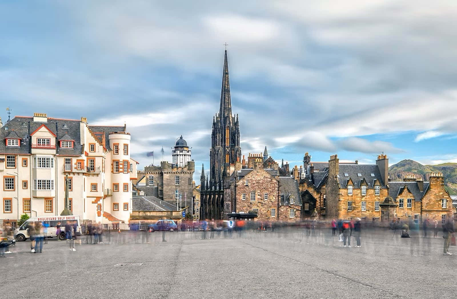 Edinburgh Royal Mile Met Historische Architectuur Achtergrond