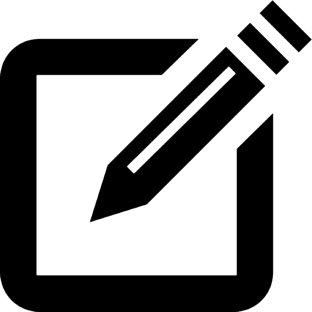 Edit Icon Simple Vector PNG — A minimalist black and white icon of a pencil inside a square frame.