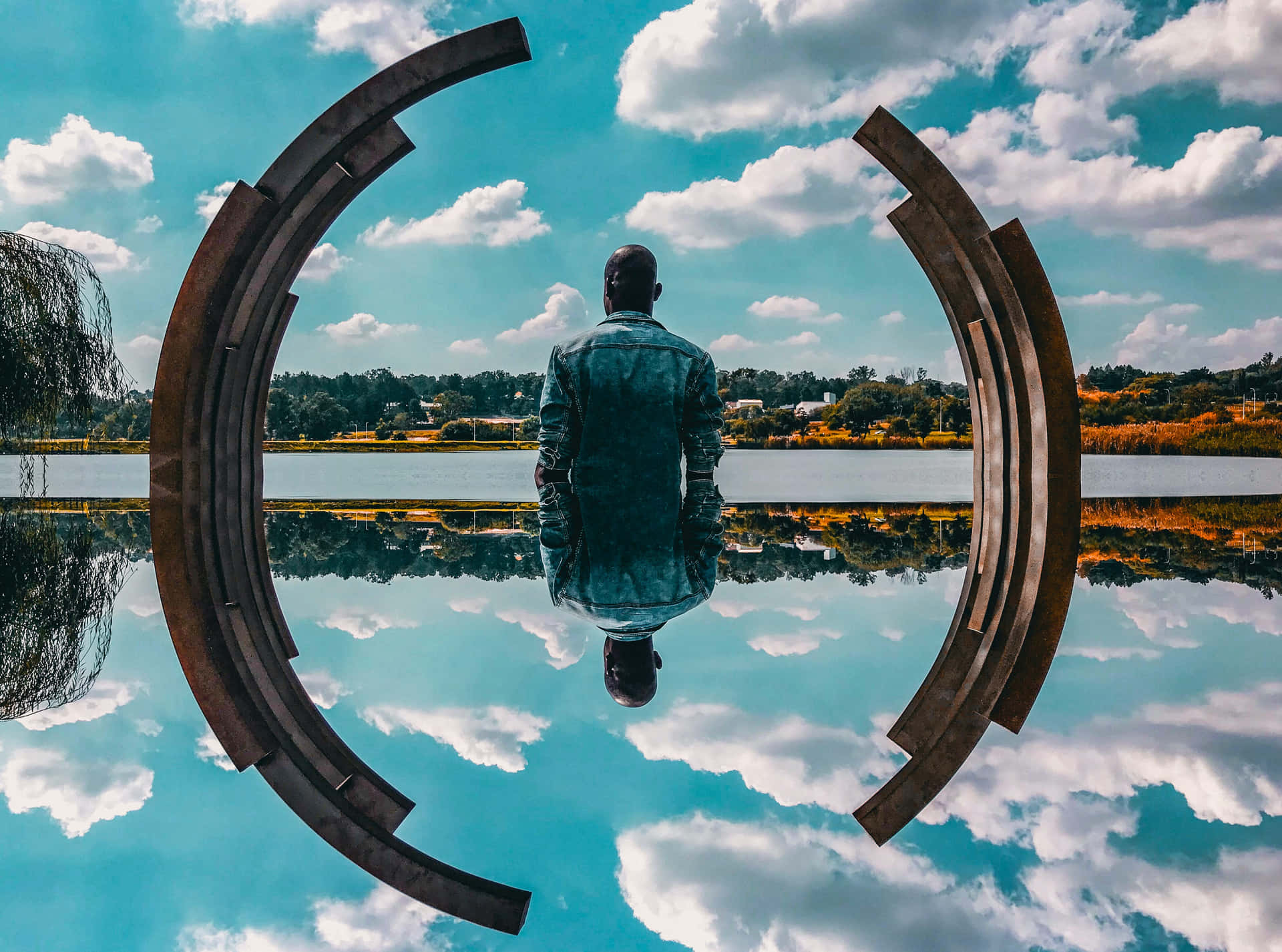 Man In Mirror Editing Background