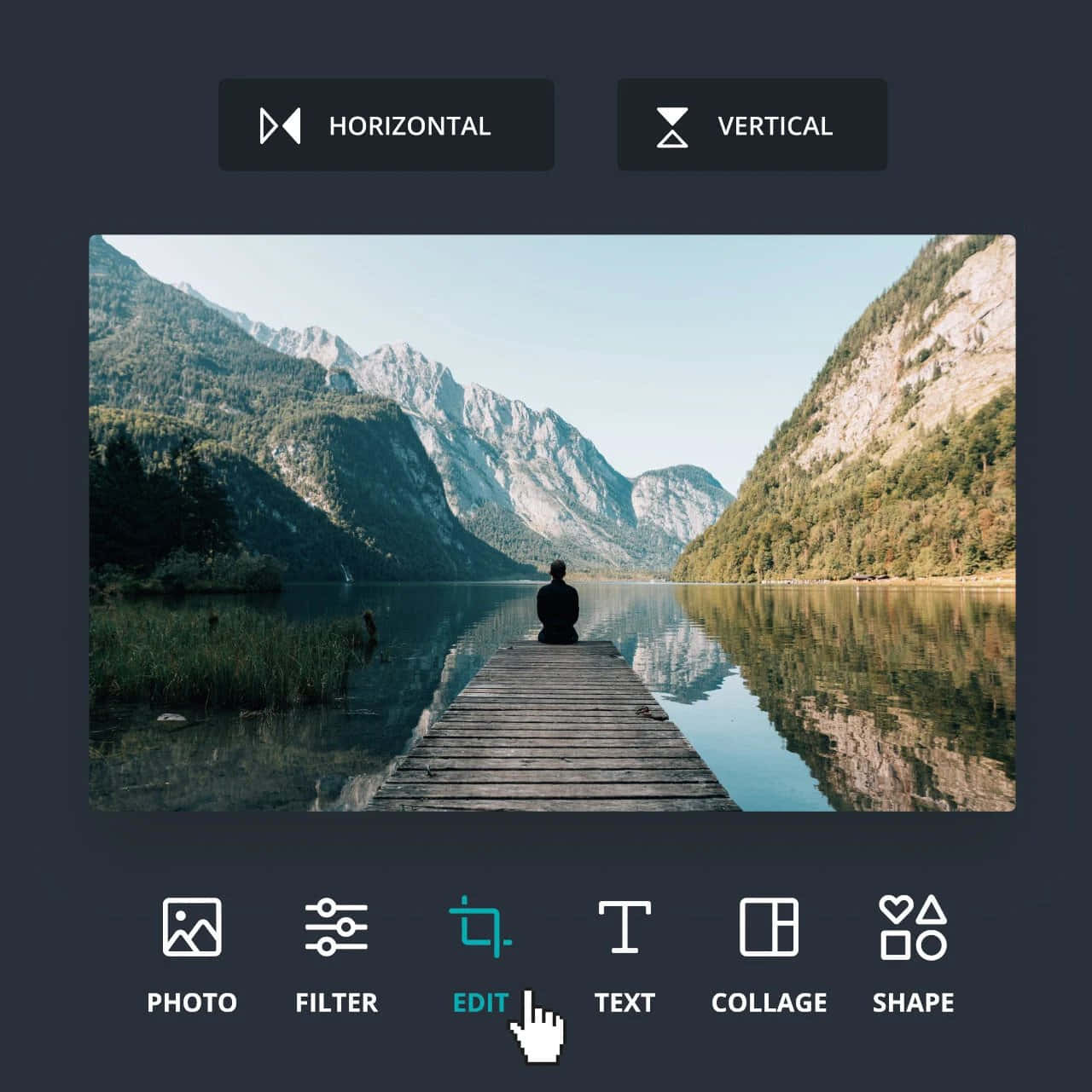 A Photo Editor With A Dock And A Lake