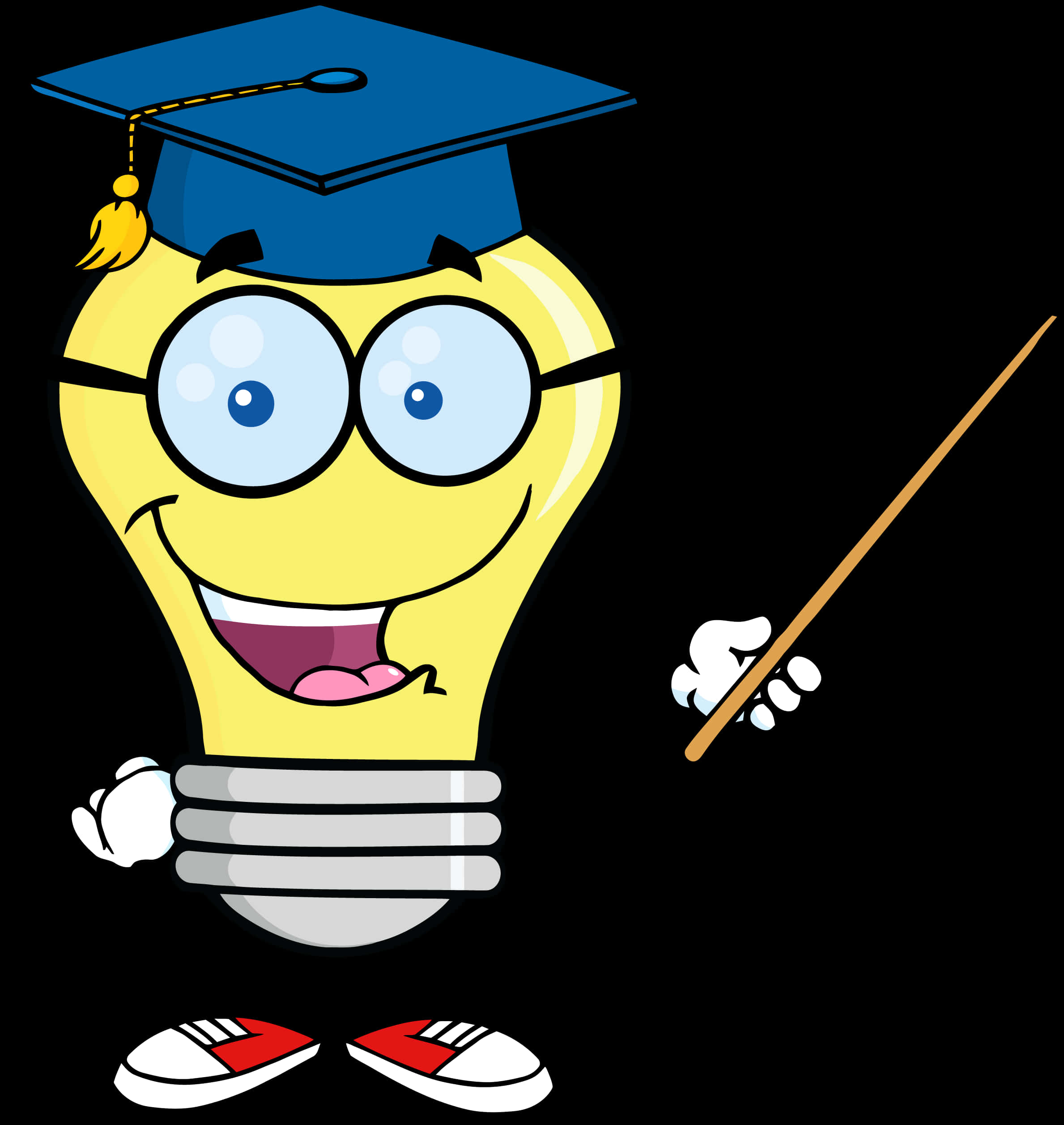 Educated Lightbulb Character PNG