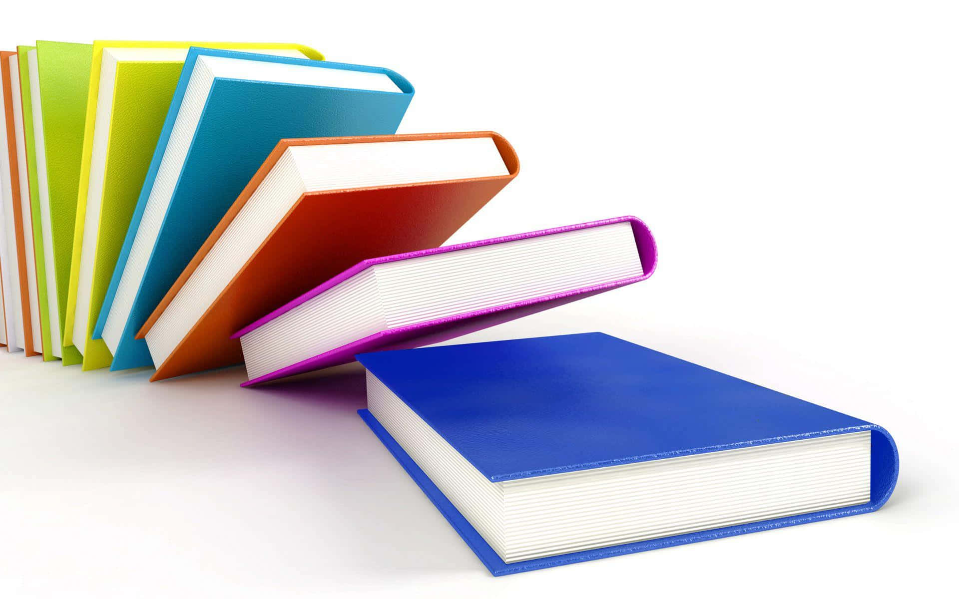 A Stack Of Colorful Books On A White Background