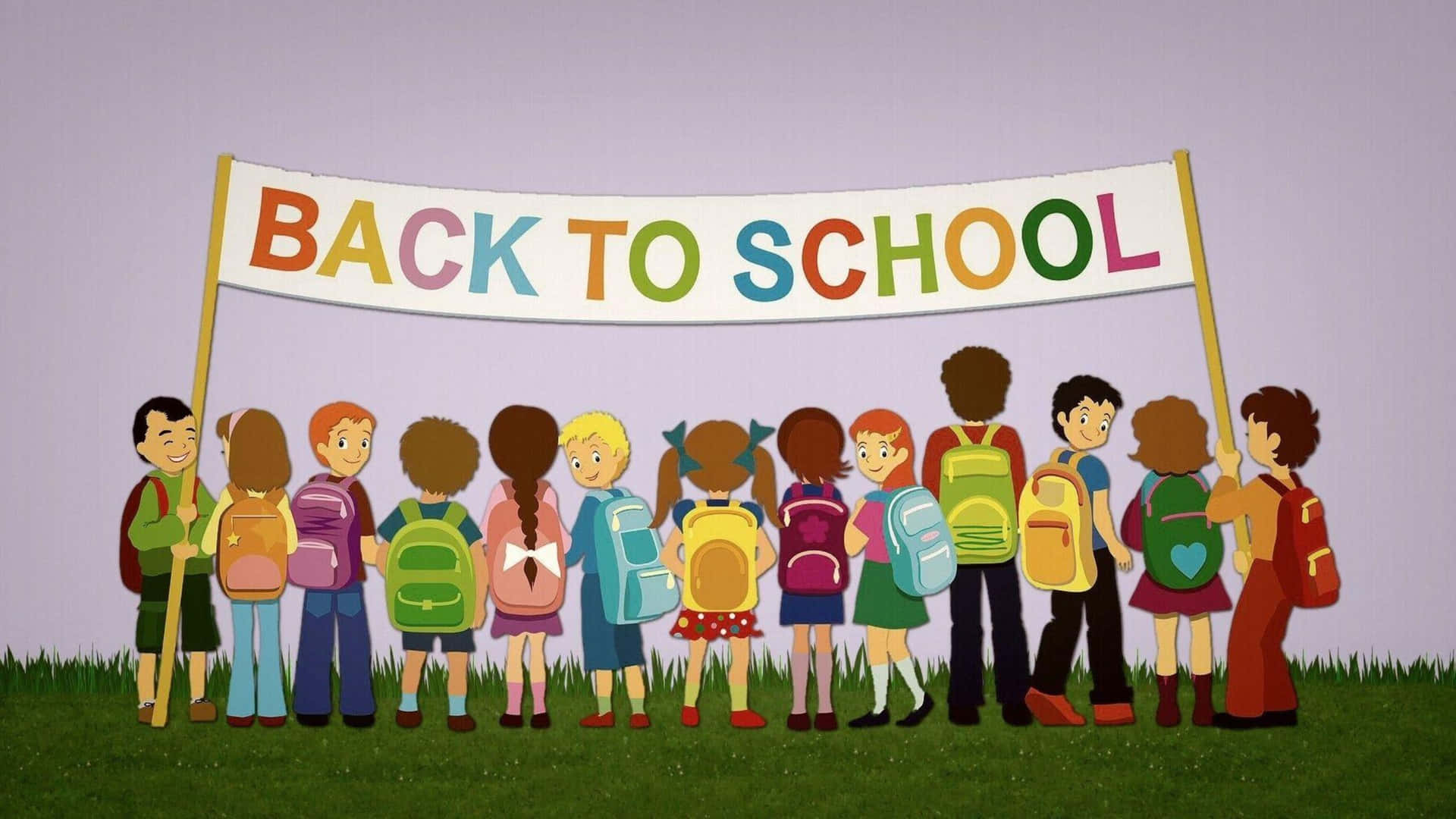 Zurückzur Schule-banner Mit Kindern, Die Rucksäcke Halten