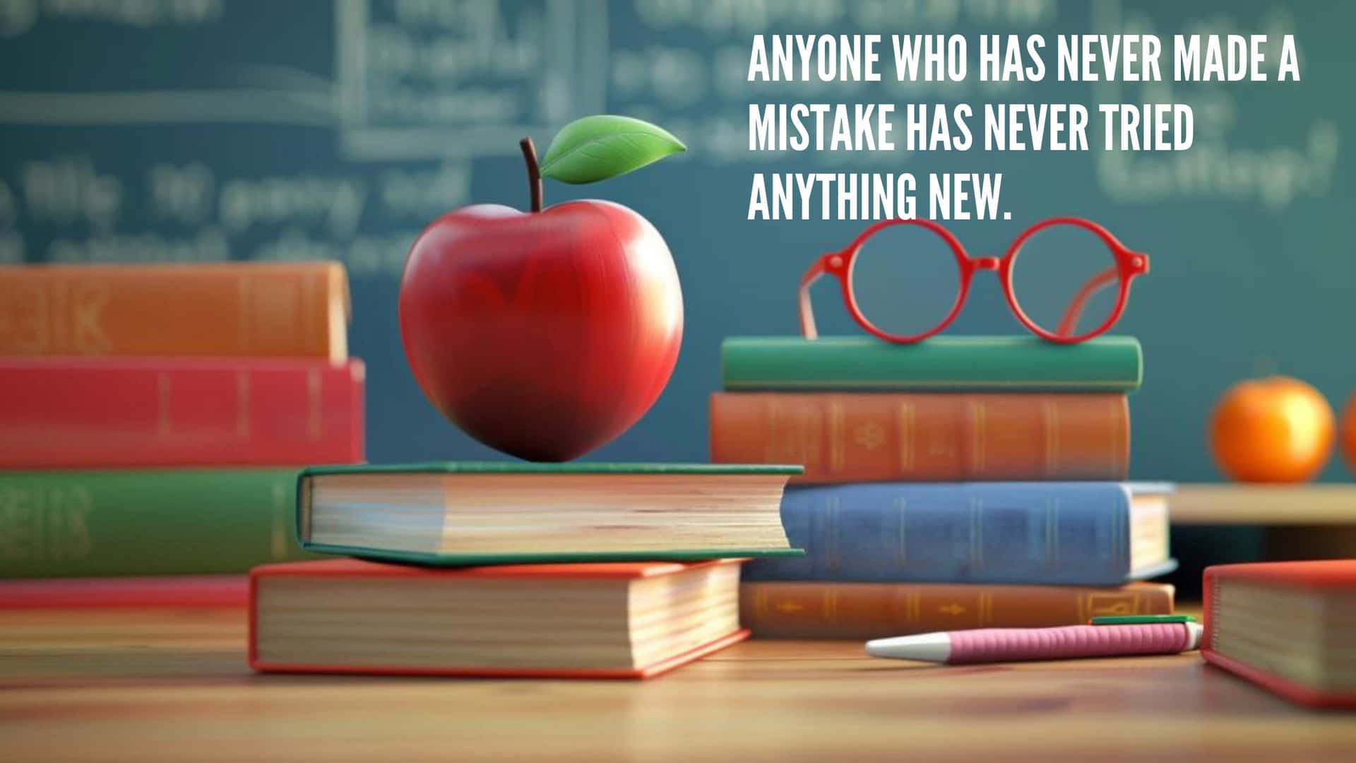 Education Inspiration Quotewith Booksand Apple Wallpaper