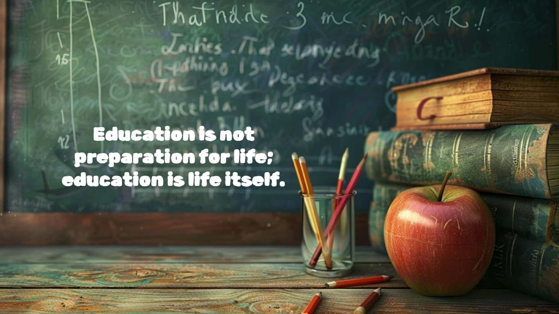 Education Life Quote Classroom Setting Wallpaper