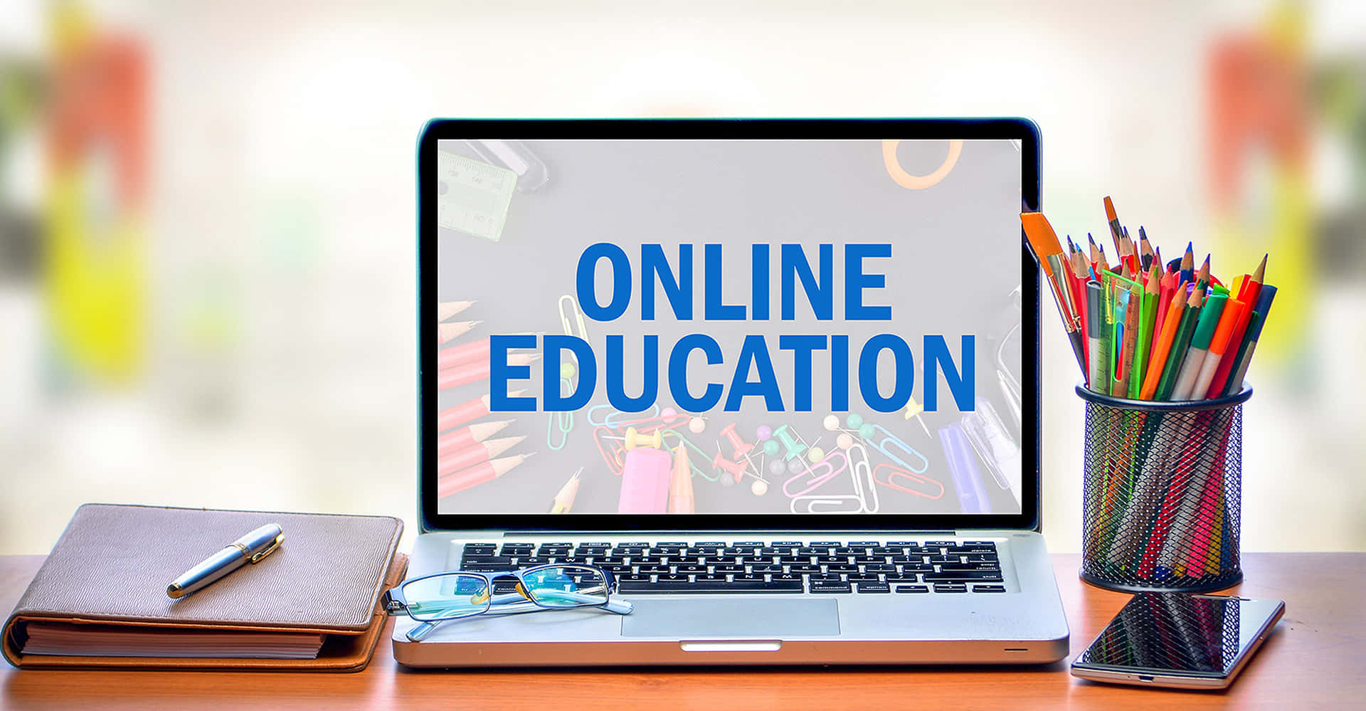Online Education - A Laptop With The Word Online Education On It