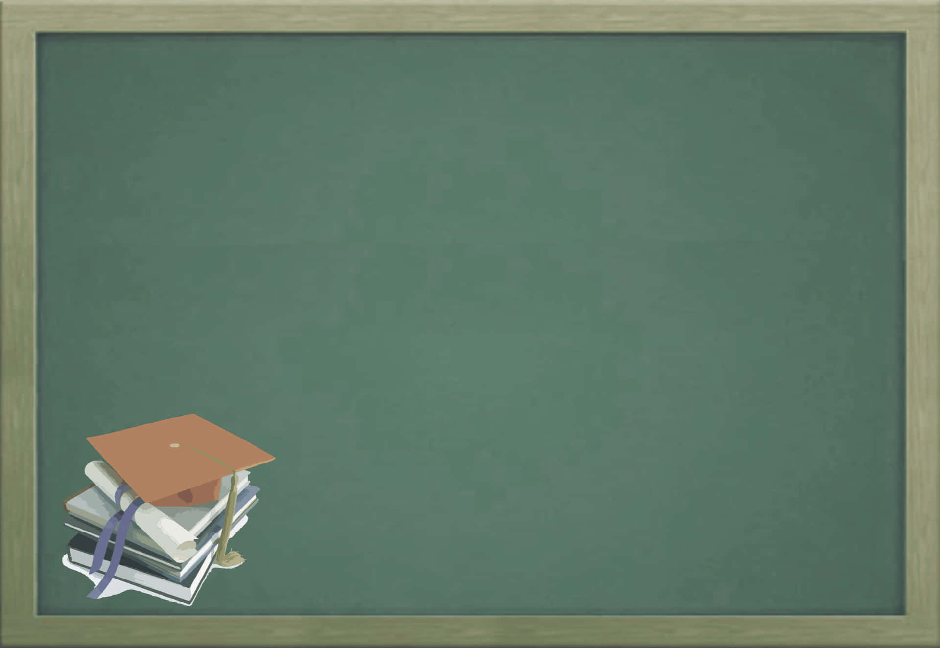 A Blackboard With A Graduation Cap And Books