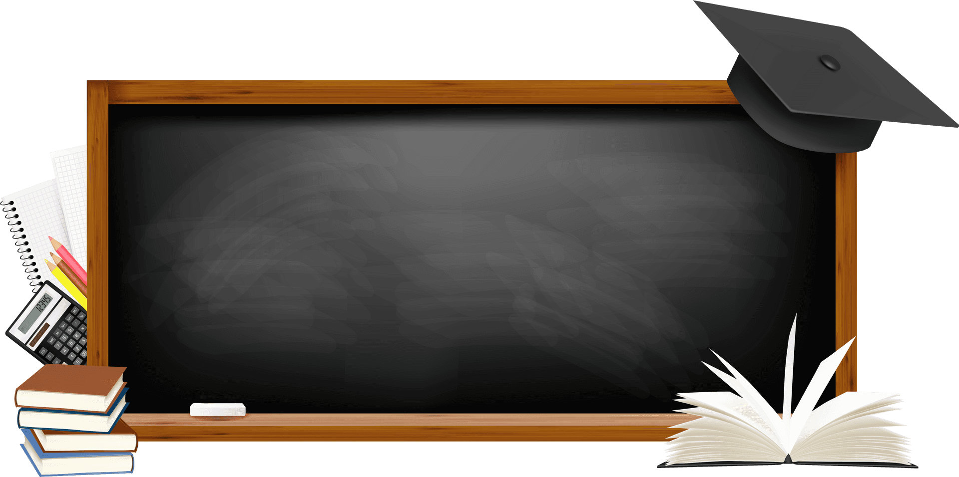 Educational Blackboardand Accessories PNG