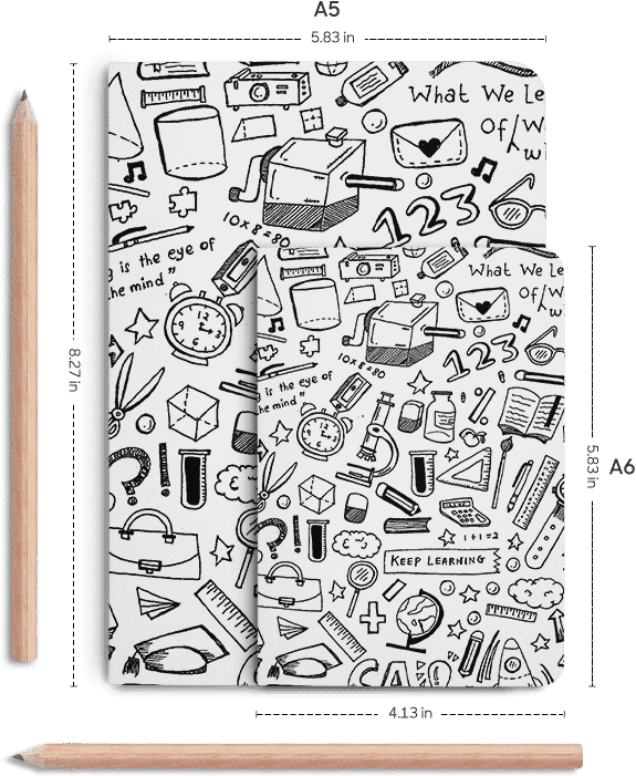 Educational Doodle Notebook Cover PNG