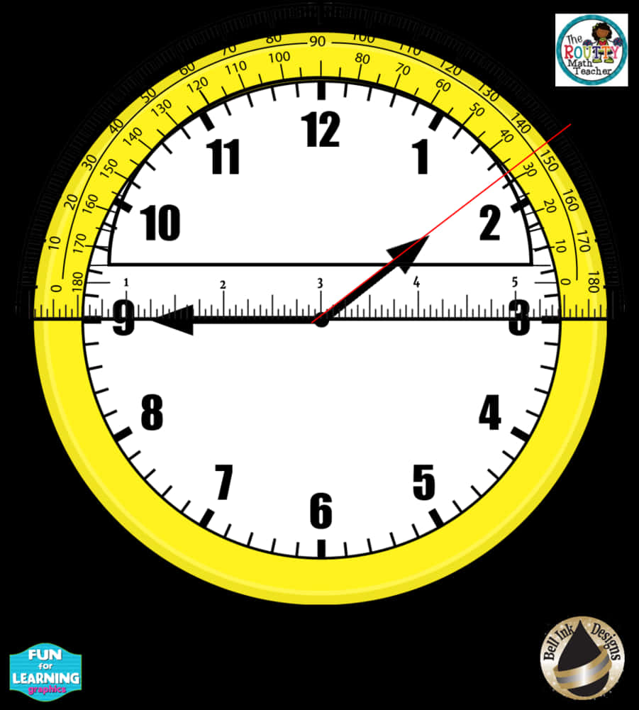 Educational Protractor Clock Hybrid PNG