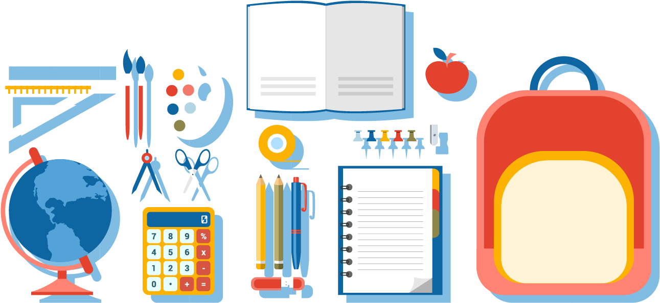 Educational Supplies Vector Illustration PNG