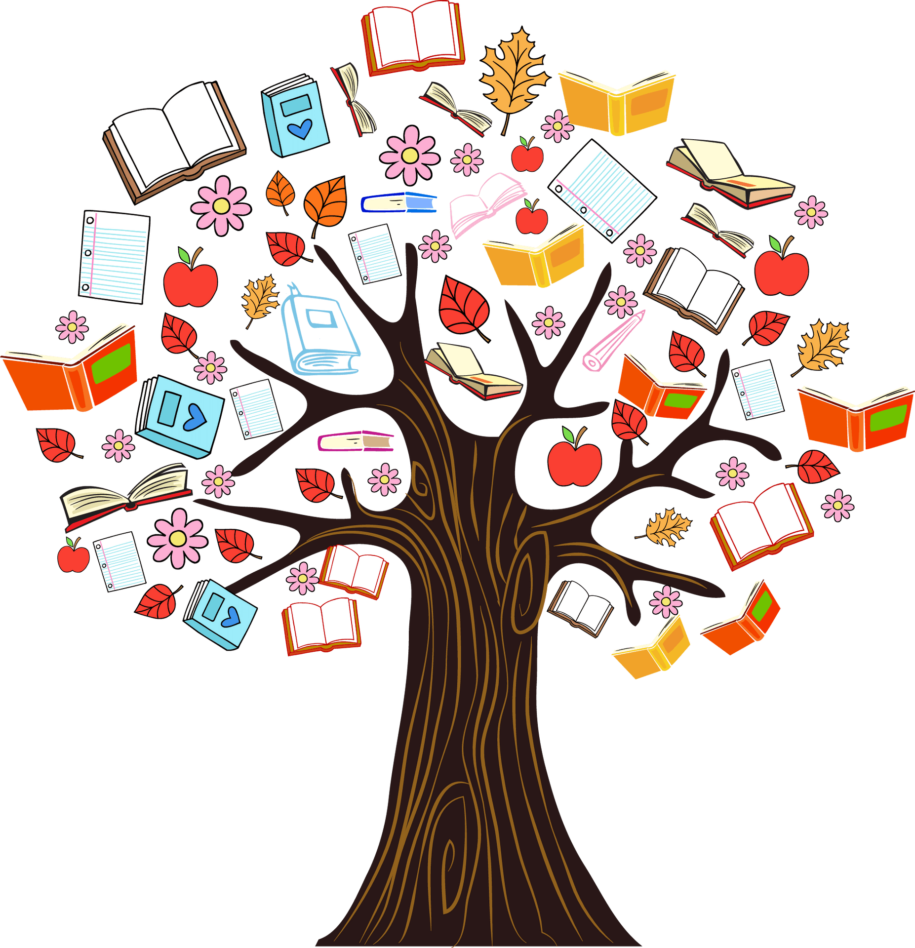 Educational Tree Books Clipart PNG