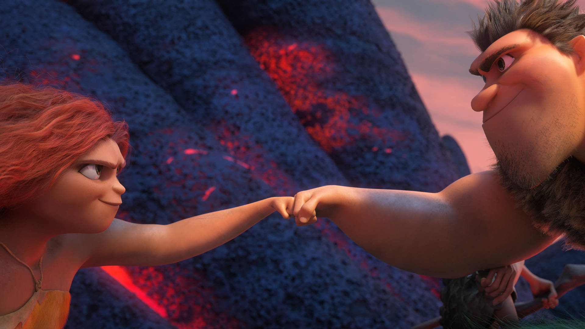 Eep And Grug Fist Bump The Croods Wallpaper