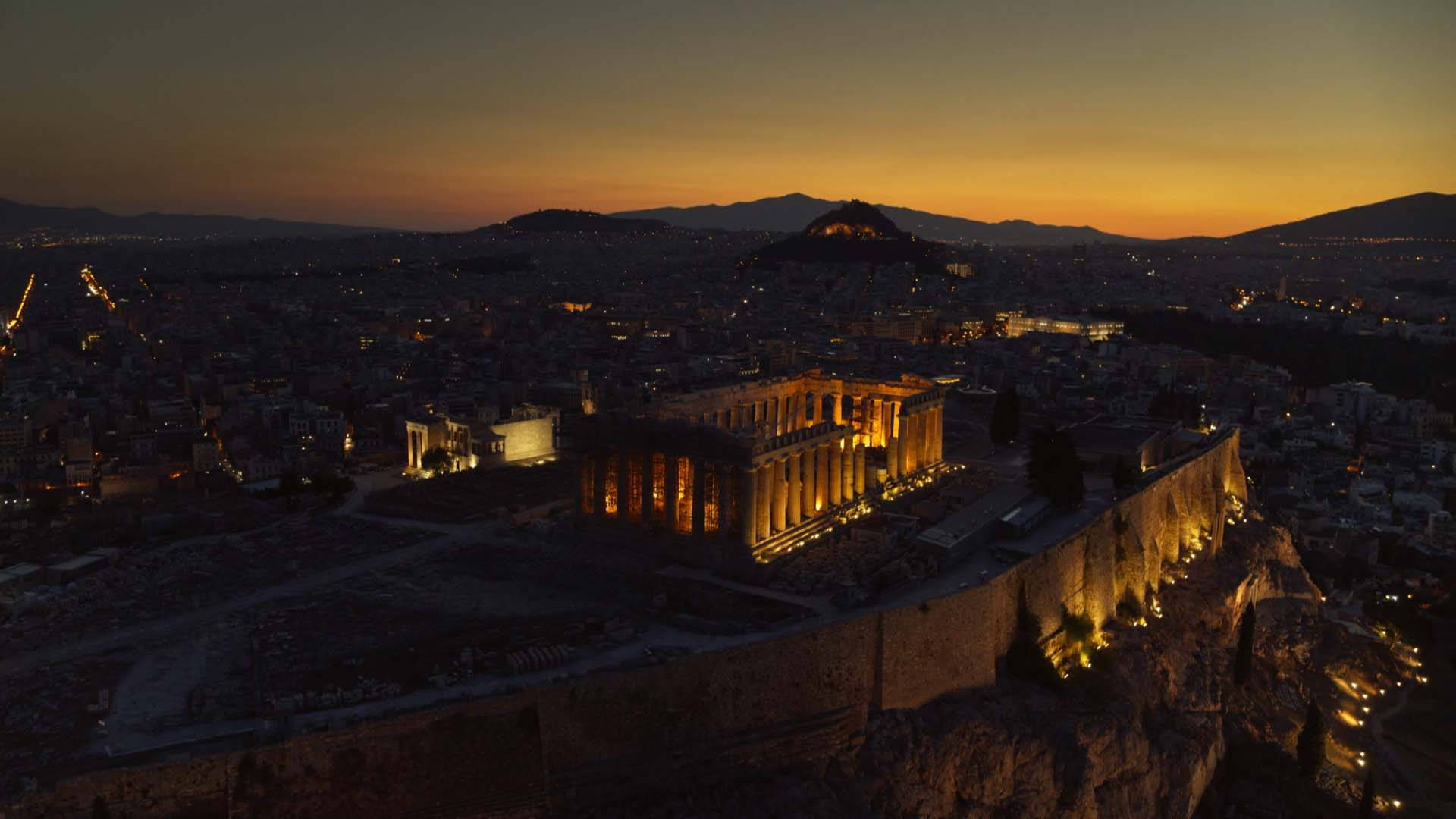 Skræmmende Akropolis Udsigt fra Athen Wallpaper