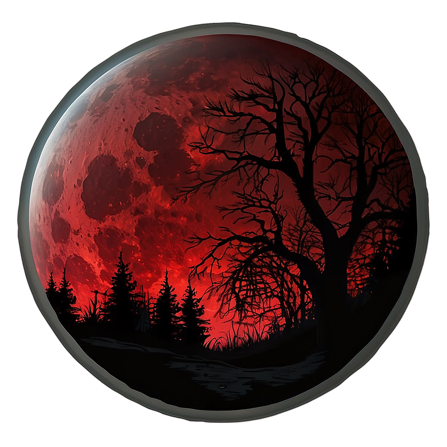 Eerie Blood Moon Landscape Png Yam PNG