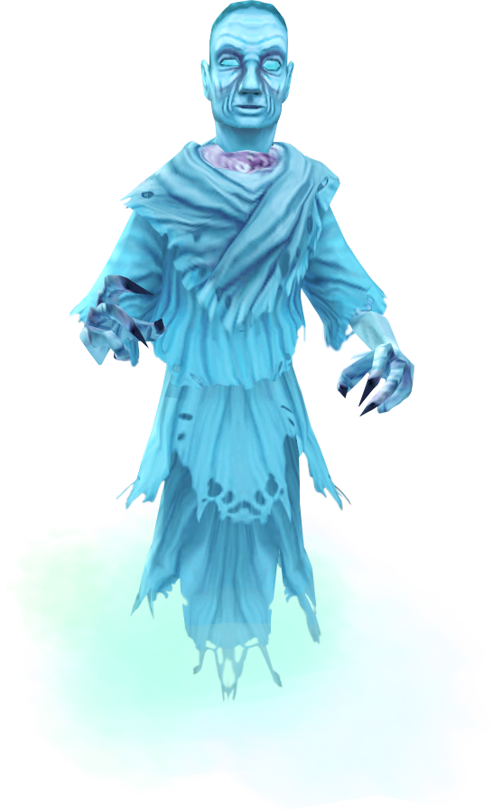 Eerie Blue Ghost Figure PNG