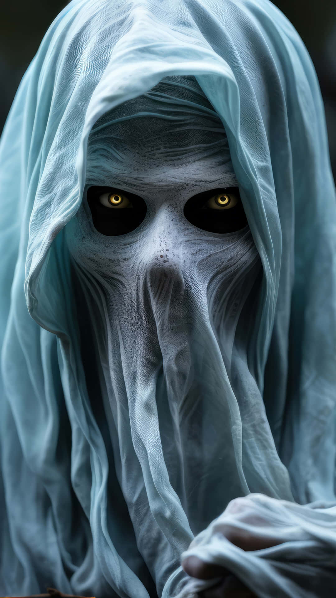 Eerie_ Ghostly_ Figure_with_ Yellow_ Eyes Wallpaper