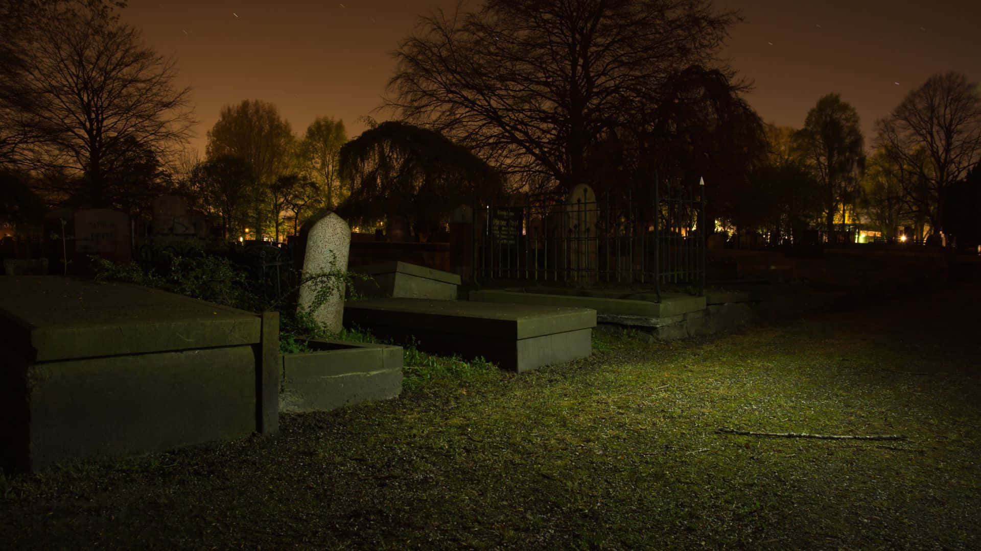 Eerie_ Nighttime_ Cemetery Wallpaper
