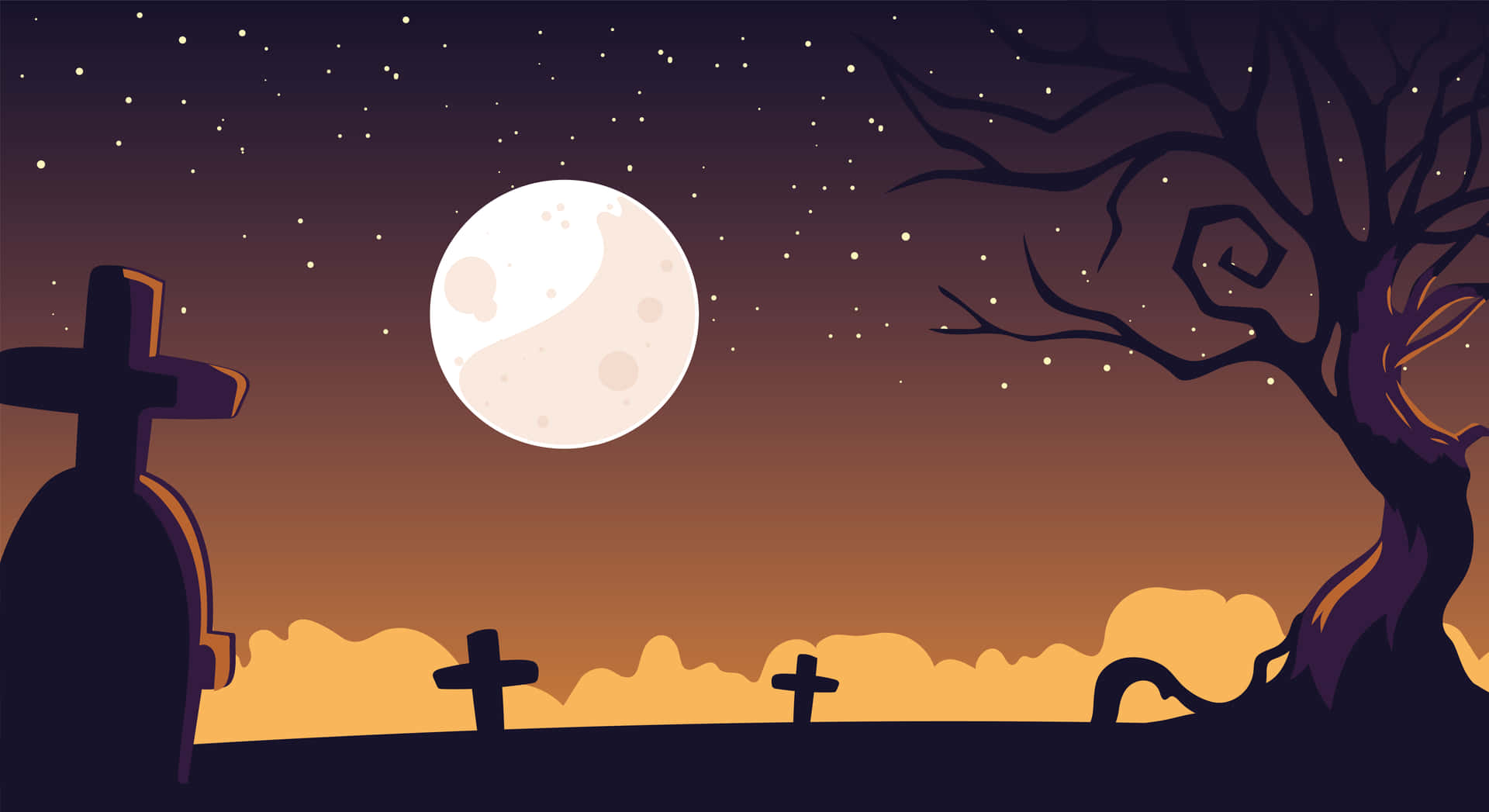 Eerily Beautiful Graveyard Under Moonlight