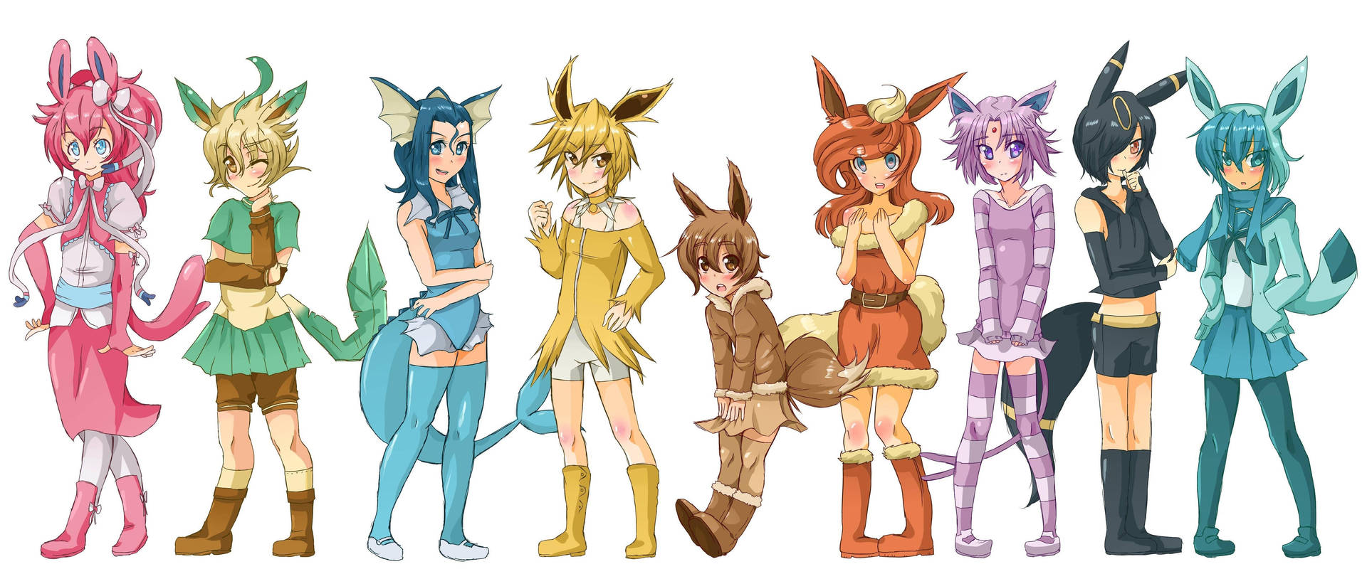 A Group Of Girls In Different Costumes Wallpaper