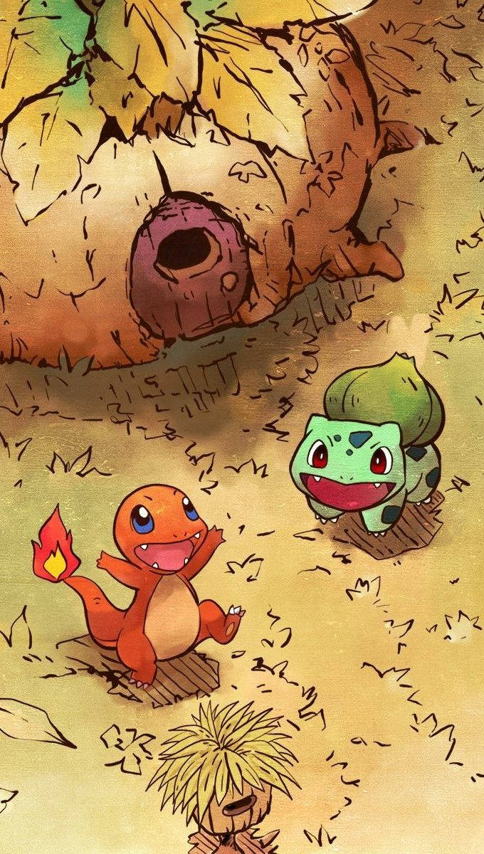 Eevee Pals Bulbasaur And Charmander Background