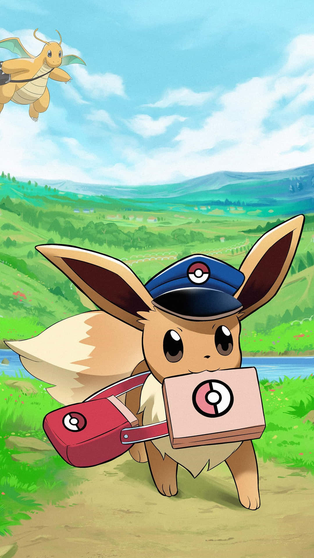 Eevee Pokemon Officerwith Mailbag Wallpaper