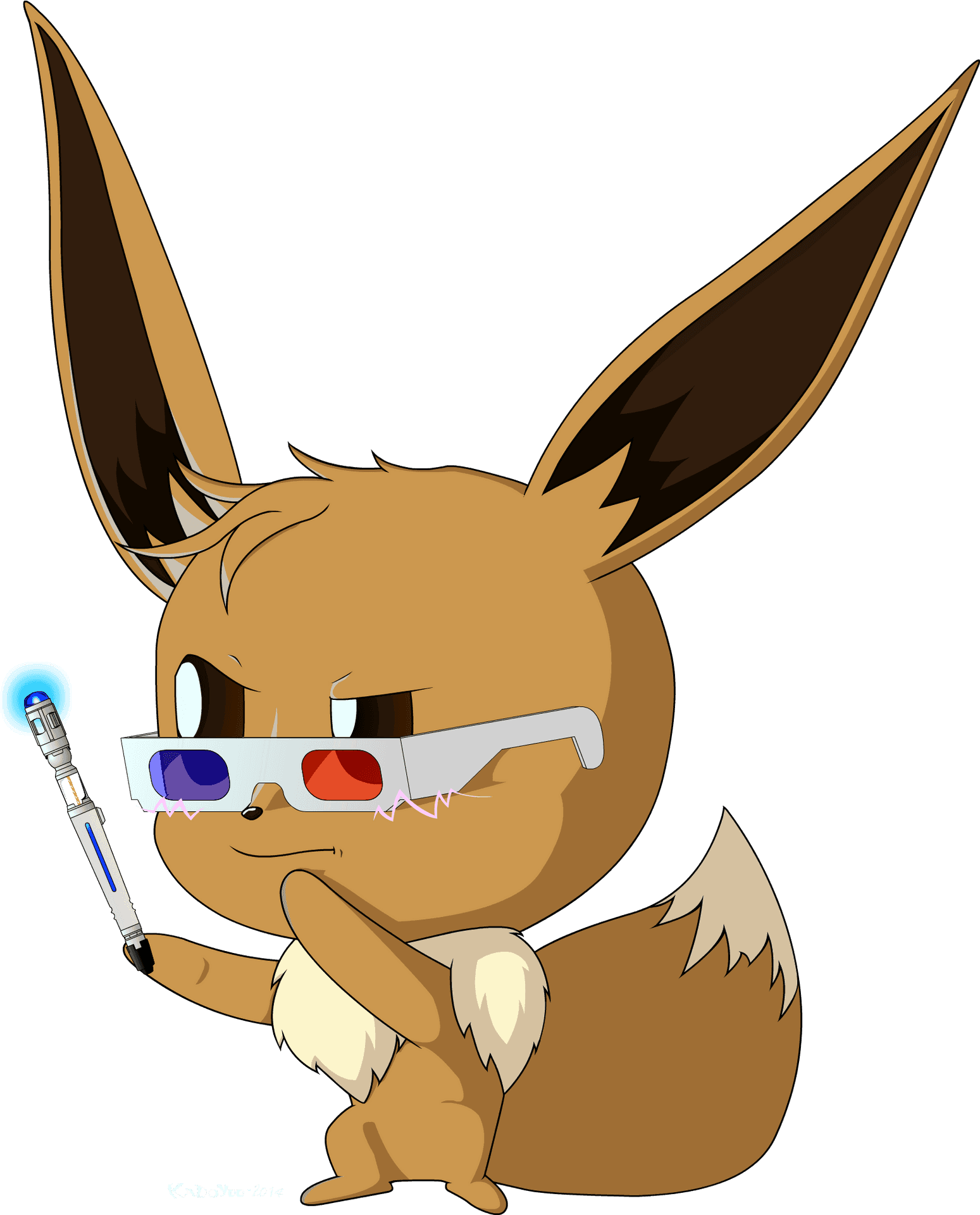 Eevee_with_3 D_ Glasses_and_ Lightsaber.png PNG